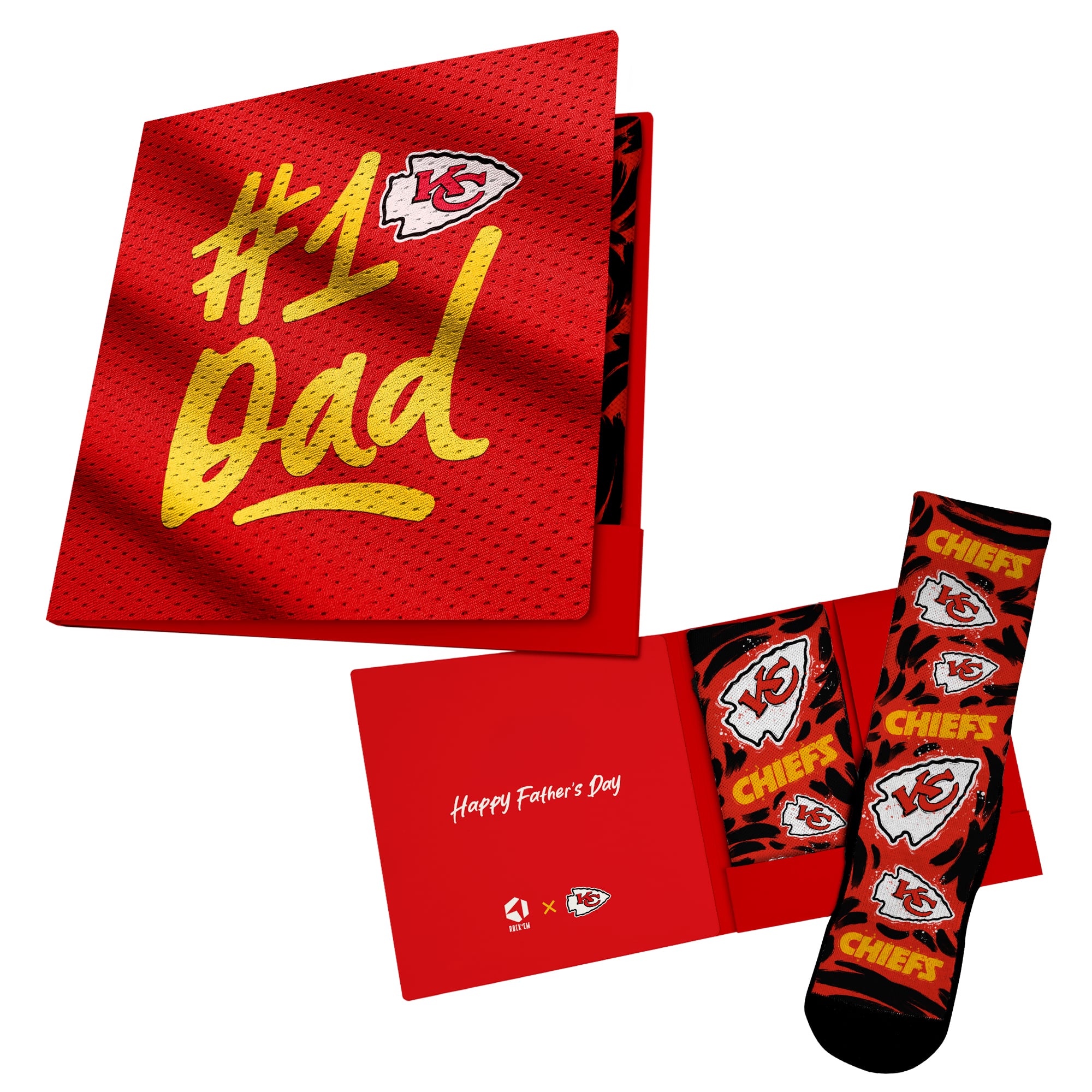 Chaussettes unisexes Rock Em Red Kansas City Chiefs #1 Dad Gift Card