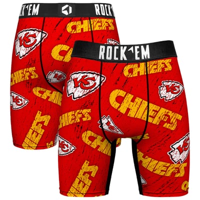  Kansas City Chiefs Rock Em Unisex Throwback Logo Allover Boxer Briefs - Red