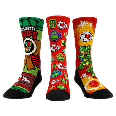  Kansas City Chiefs Rock Em Unisex TMNT Three-Pack Crew Sock Set - Red