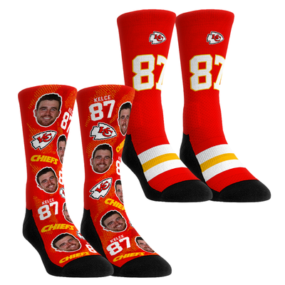 Travis Kelce Kansas City Chiefs Rock Em Unisex Player Football Guy Two-Pack Crew Sock Set