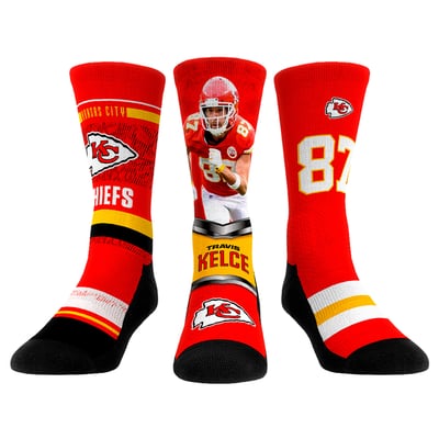Travis Kelce Kansas City Chiefs Rock Em Unisex Pro Three-Pack Crew Sock Set - Red