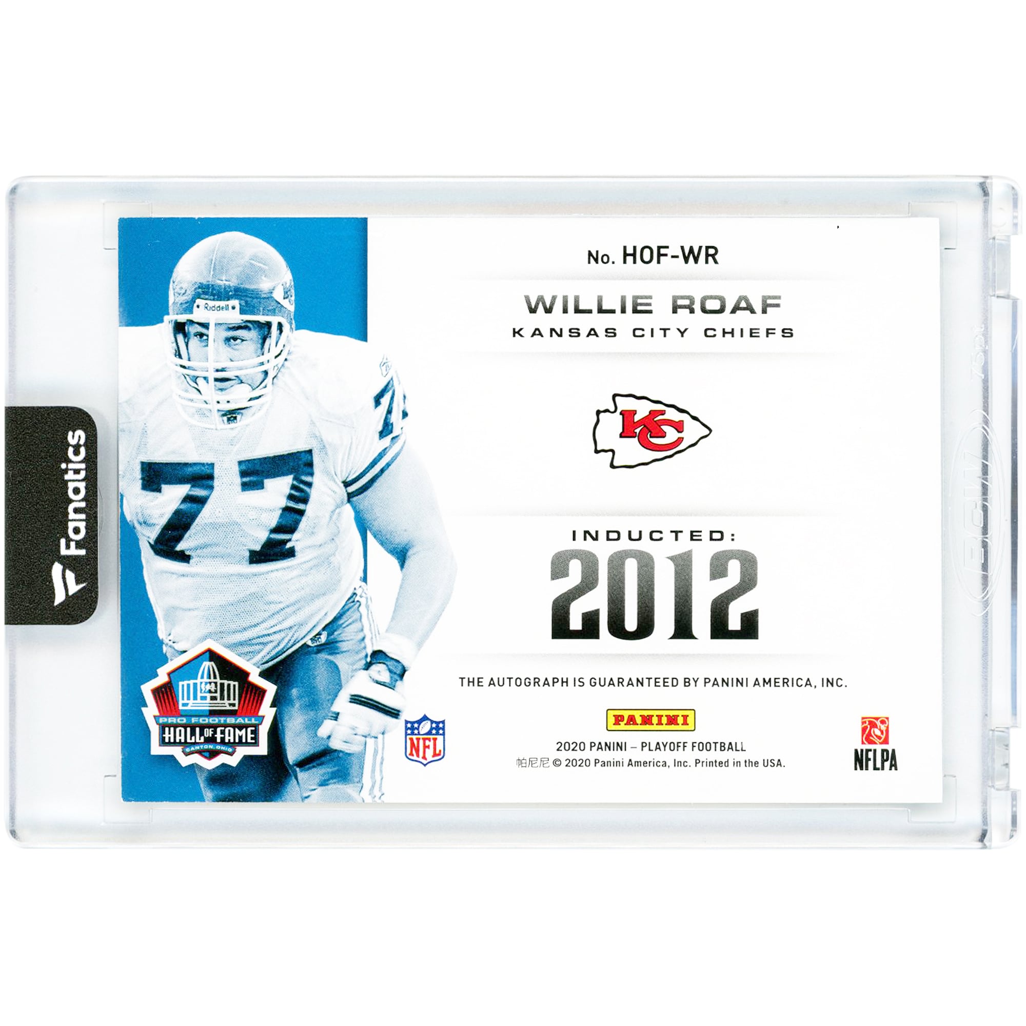Carte autographiée de Willie Roaf (Kansas City Chiefs) Panini Playoff Hall Of Fame 2020 #HOF-WR #43/50