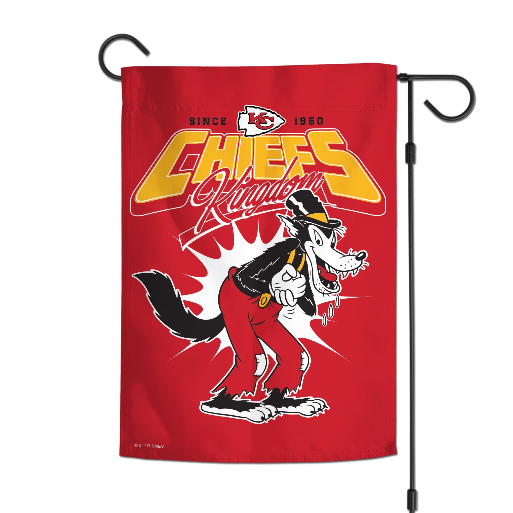 Drapeau de jardin double face WinCraft Kansas City Chiefs Disney x NFL Big Bad Wolf 12'' x 18''