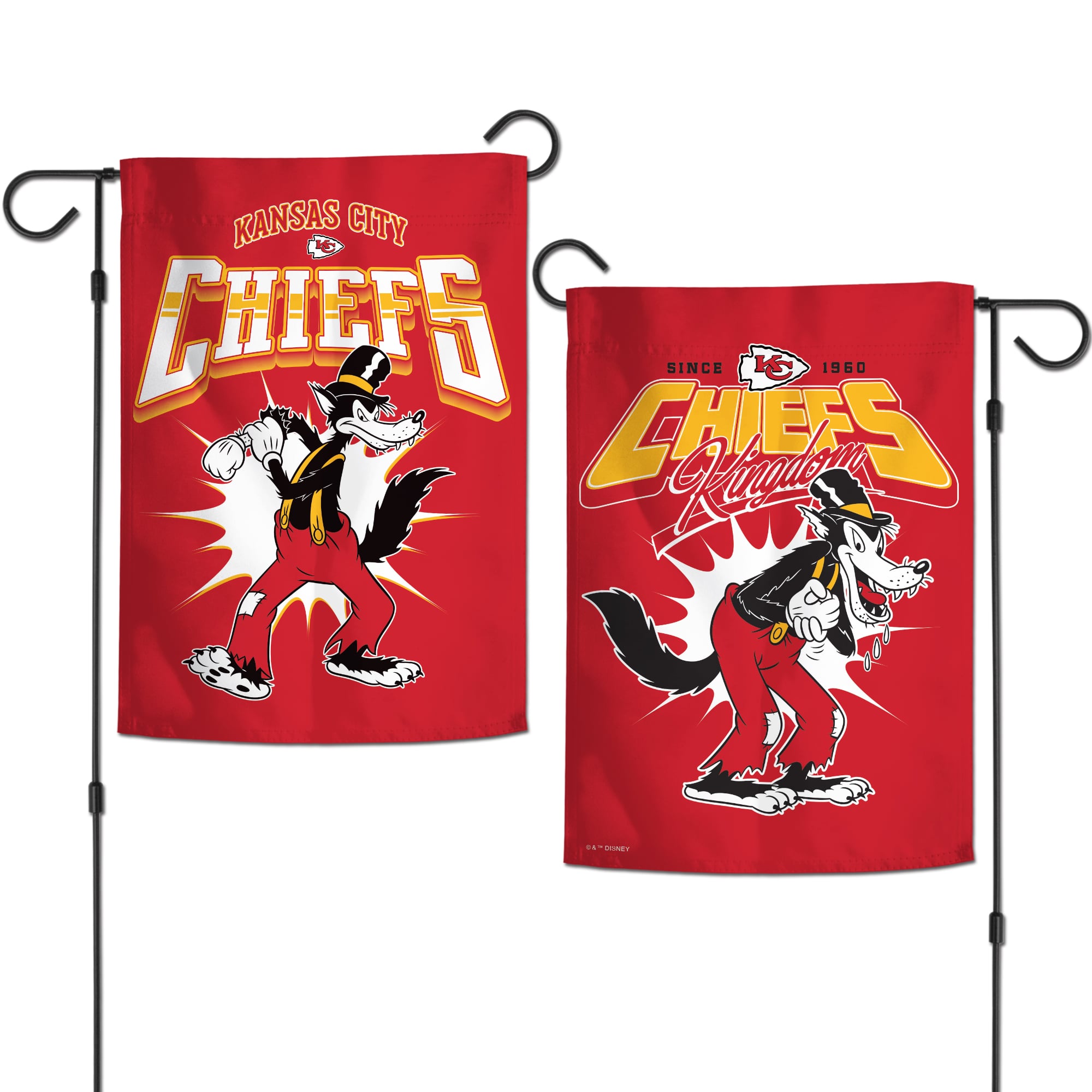 Drapeau de jardin double face WinCraft Kansas City Chiefs Disney x NFL Big Bad Wolf 12'' x 18''