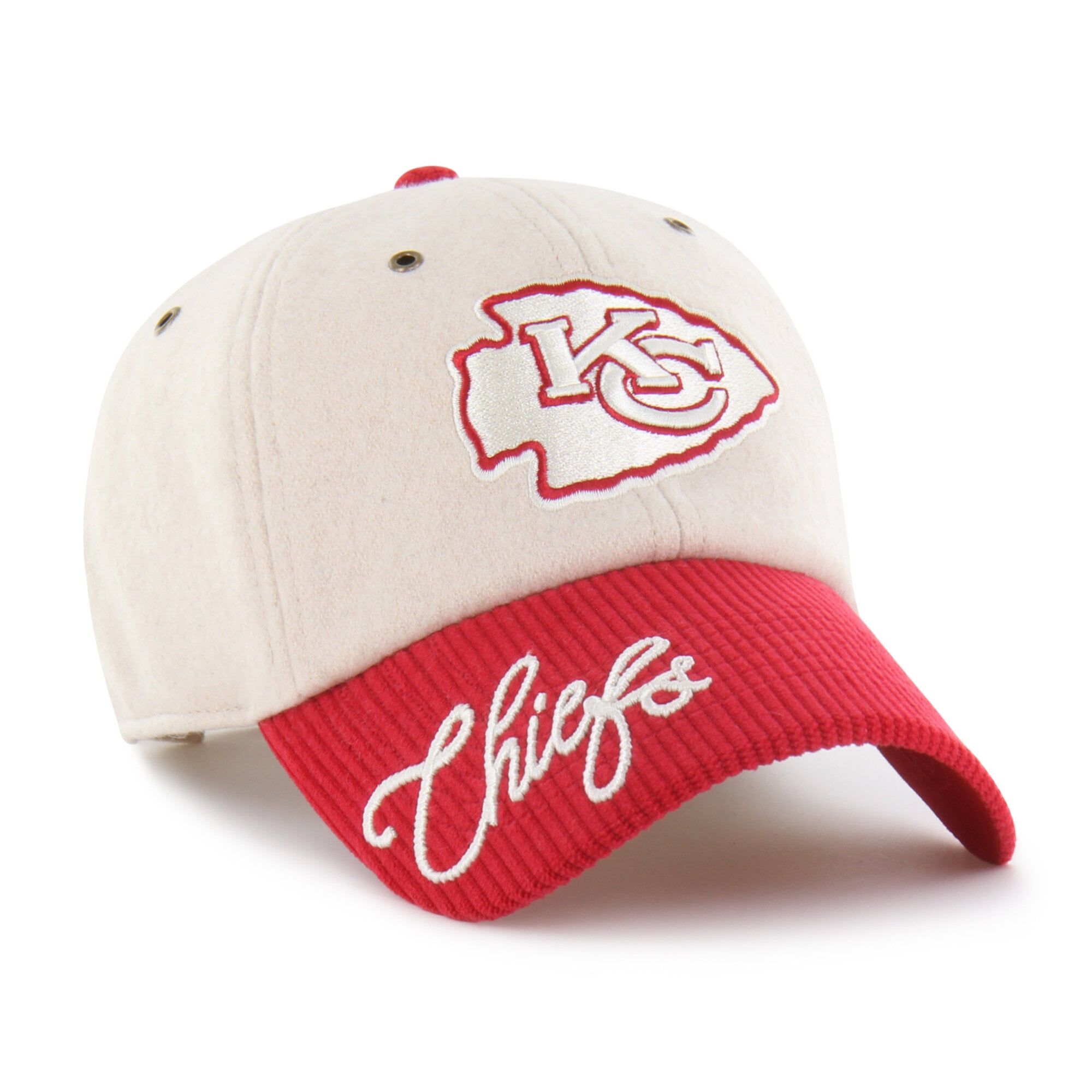 Women's '47 Natural/Red Kansas City Chiefs Rope Script Clean Up Adjustable Hat