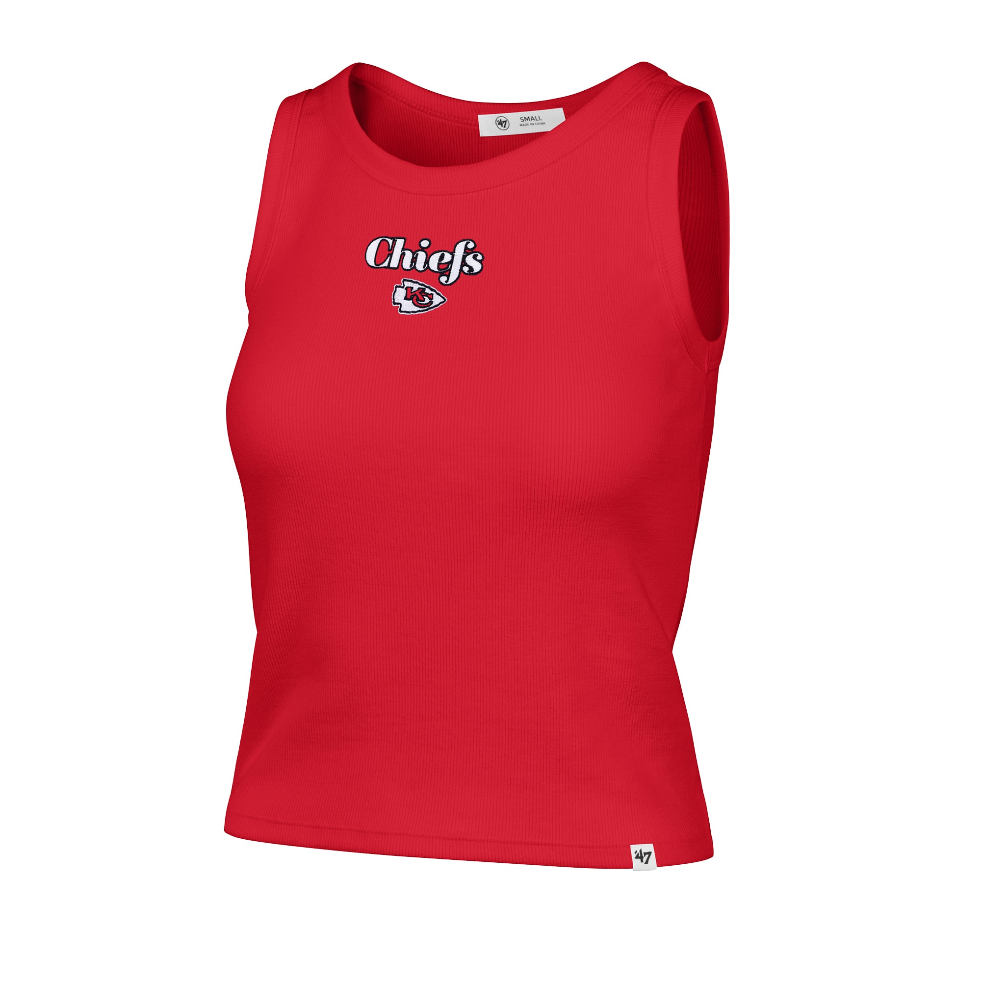 Débardeur court côtelé à coupe droite pour femme, modèle 47 rouge Kansas City Chiefs