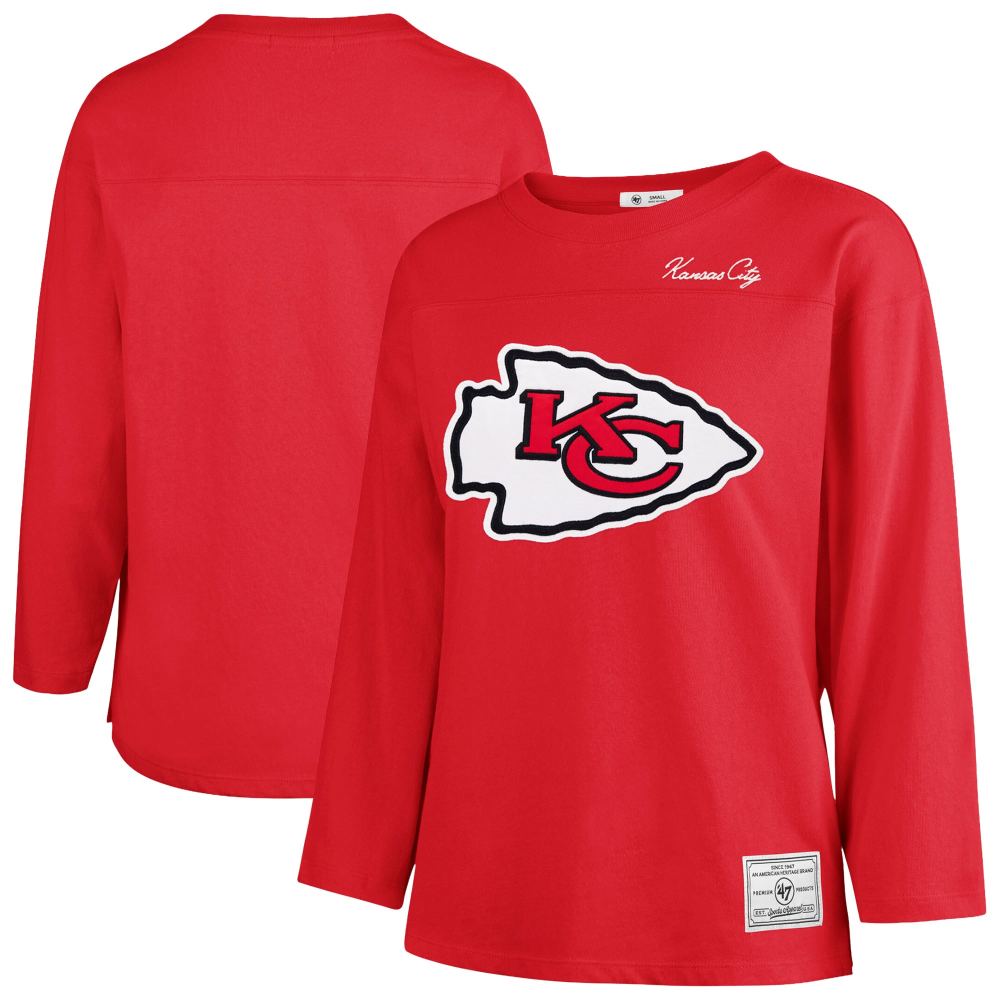 T-shirt à manches longues intemporel « 47 Red Kansas City Chiefs Game Nod » pour femmes