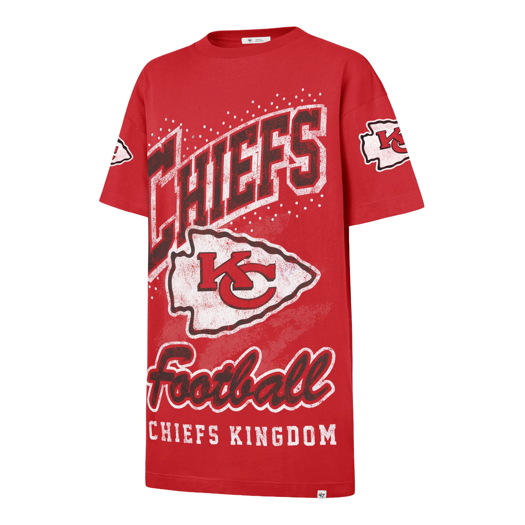 Women's '47  Red Kansas City Chiefs Oversized Gemstone Swash T-Shirt Dress