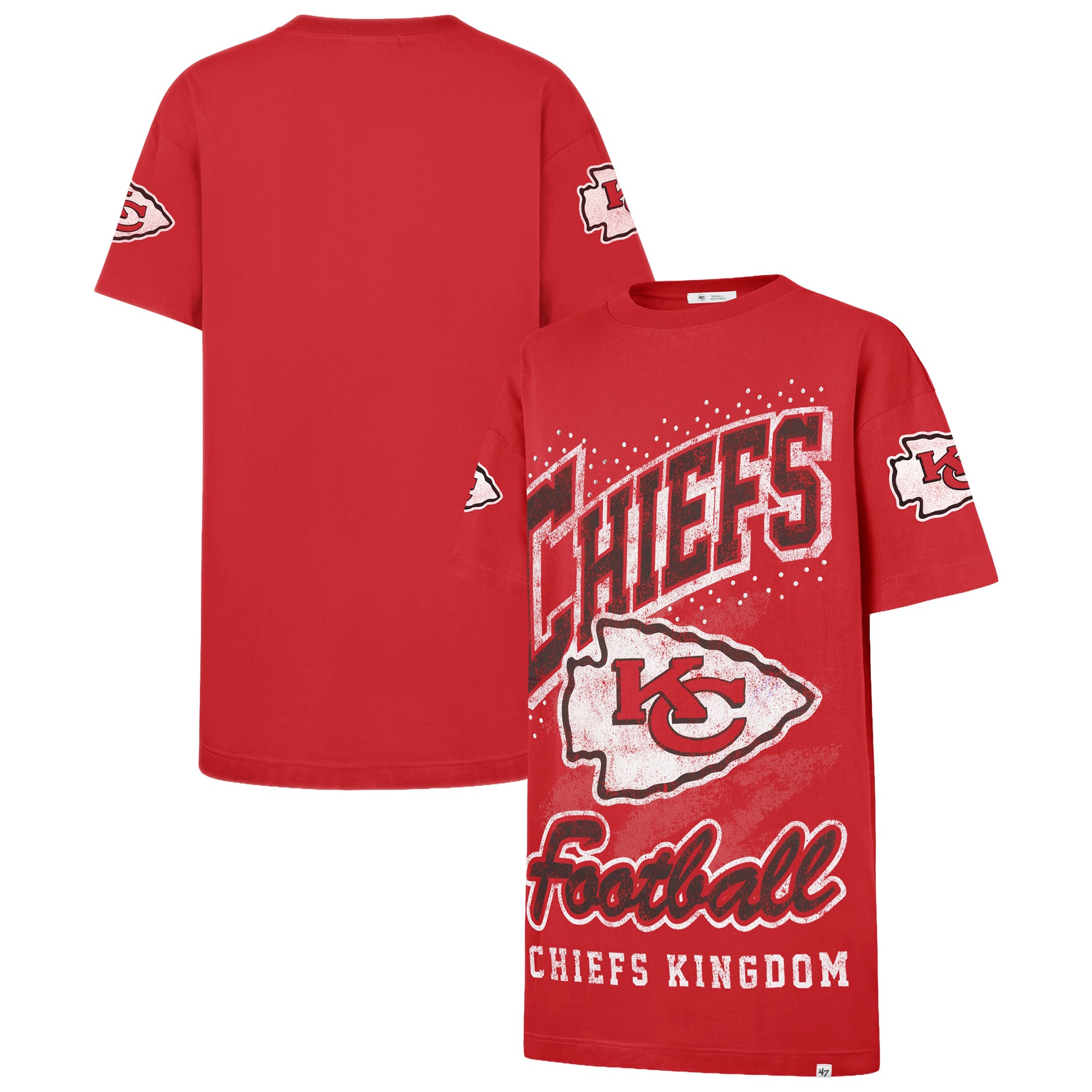 Women's '47  Red Kansas City Chiefs Oversized Gemstone Swash T-Shirt Dress
