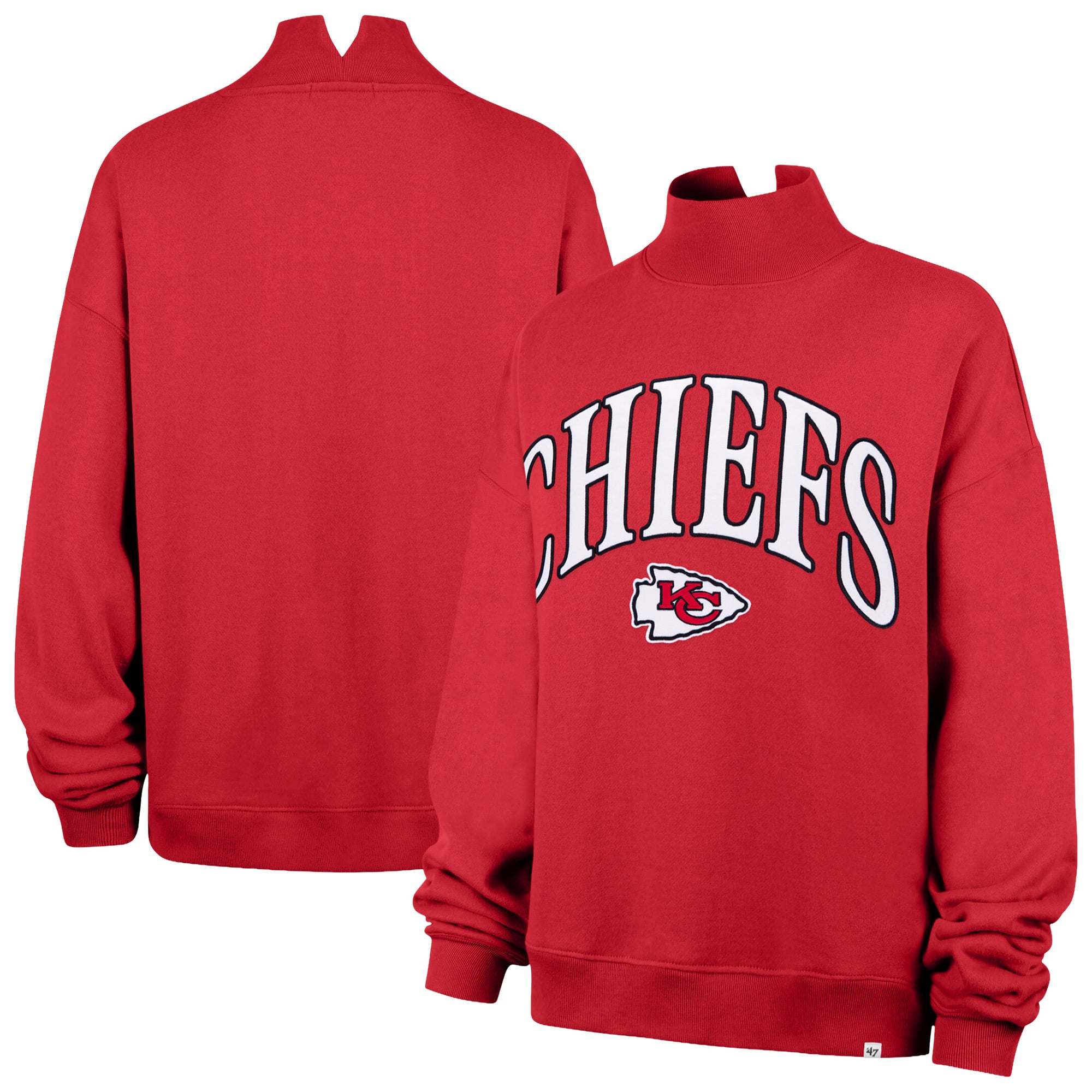 Sweat-shirt à col montant oversize rouge Kansas City Chiefs « 47 » pour femme