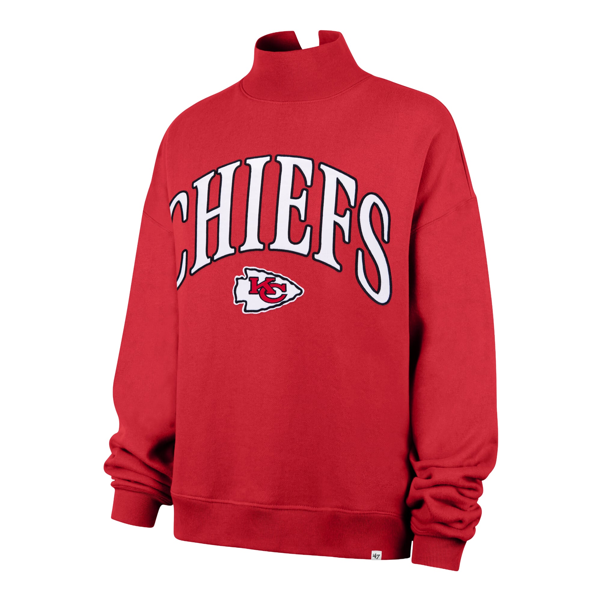 Sweat-shirt à col montant oversize rouge Kansas City Chiefs « 47 » pour femme