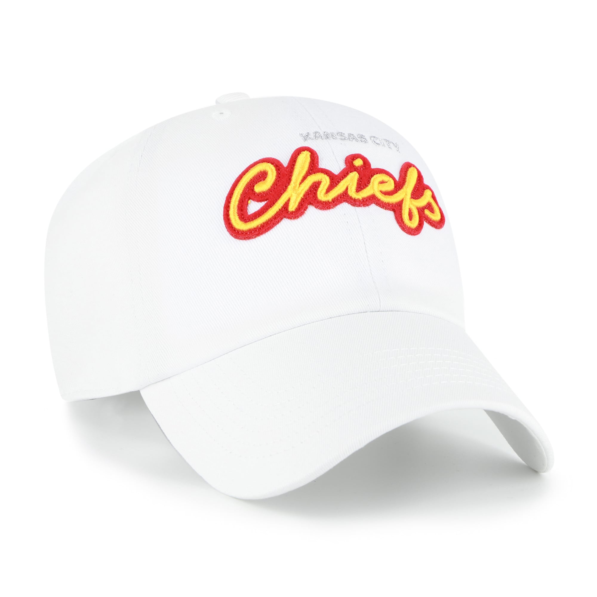Women's '47  White Kansas City Chiefs Trendy Script Clean Up Adjustable Hat