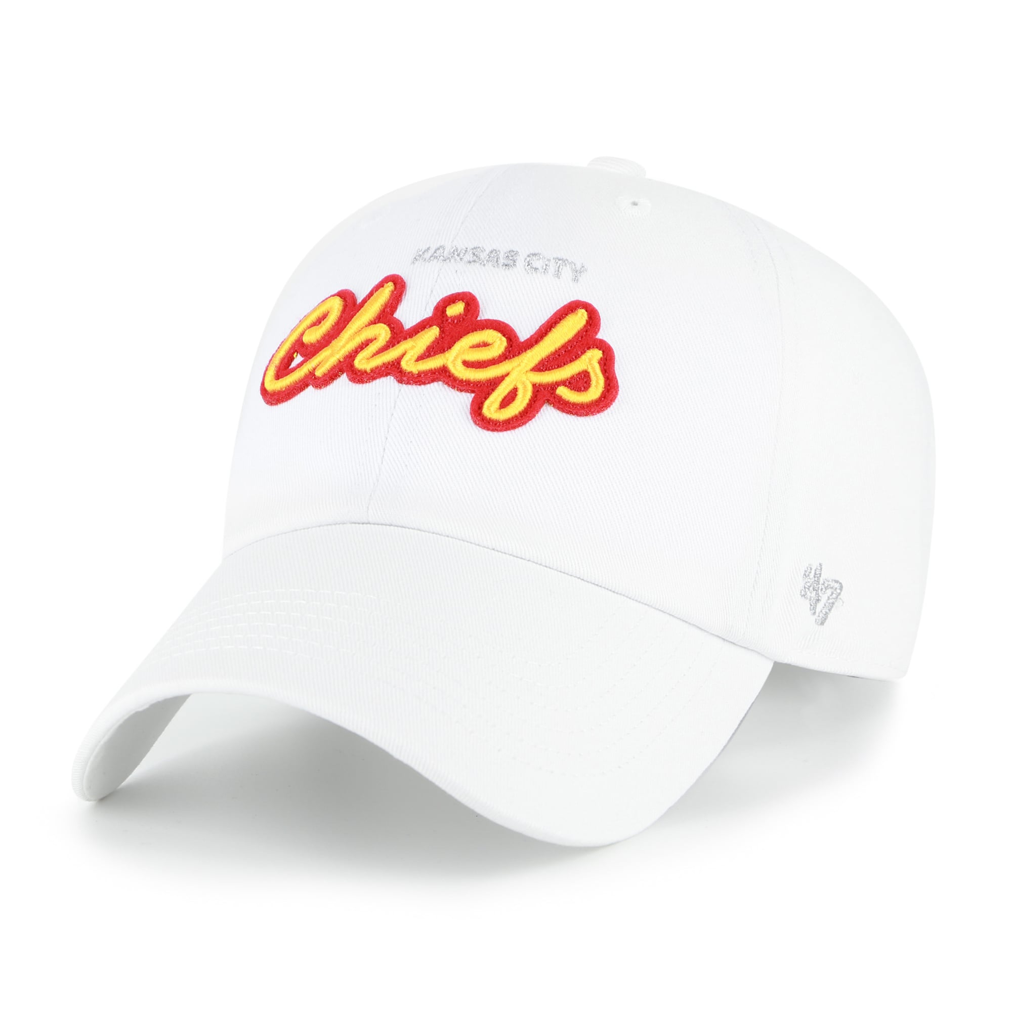 Women's '47 White Kansas City Chiefs Trendy Script Clean Up Adjustable Hat