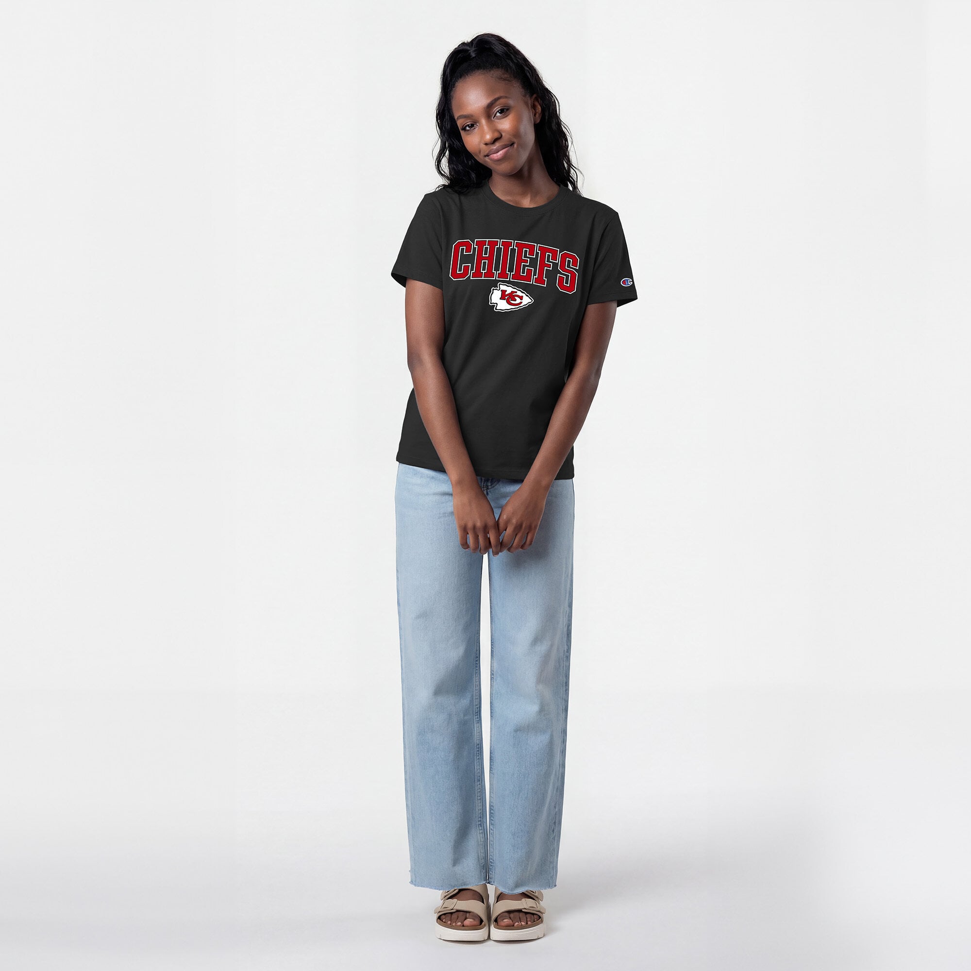 T-shirt féminin Champion rouge Kansas City Chiefs avec logo arqué