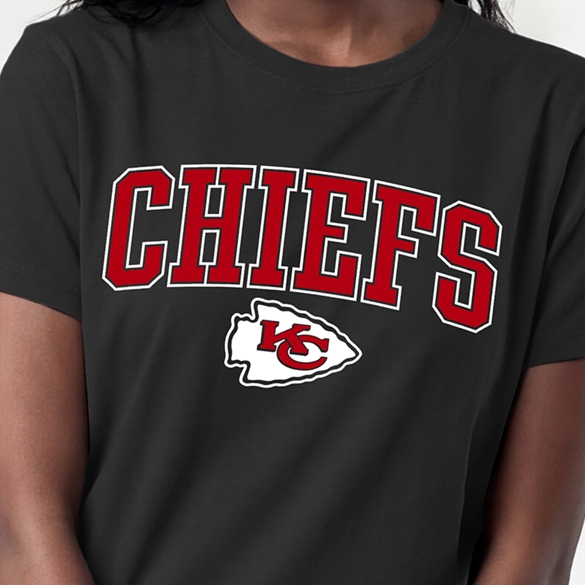 T-shirt féminin Champion rouge Kansas City Chiefs avec logo arqué