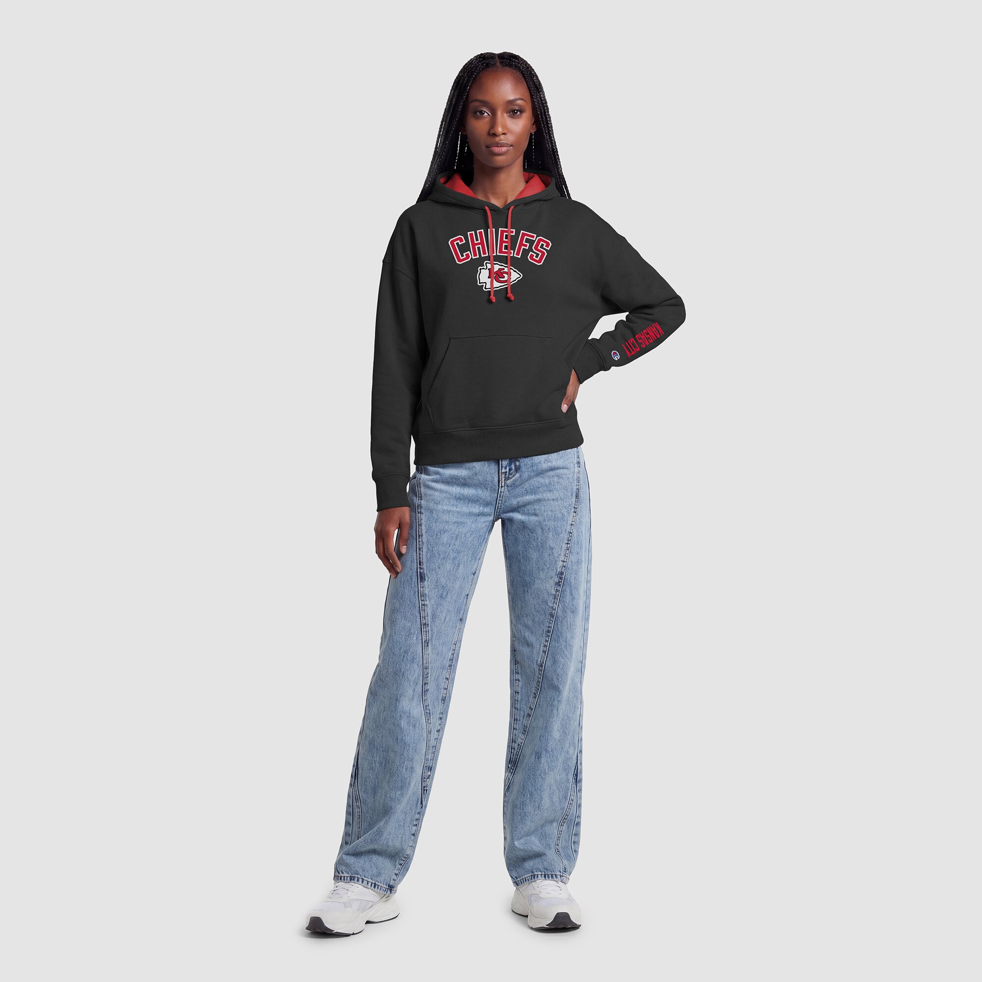 Women's Champion Black/Red Kansas City Chiefs Contrast Liner Hoodie