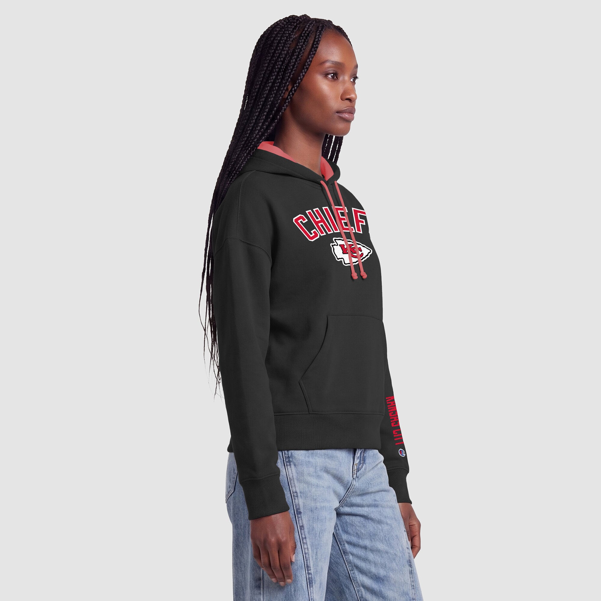 Women's Champion Black/Red Kansas City Chiefs Contrast Liner Hoodie