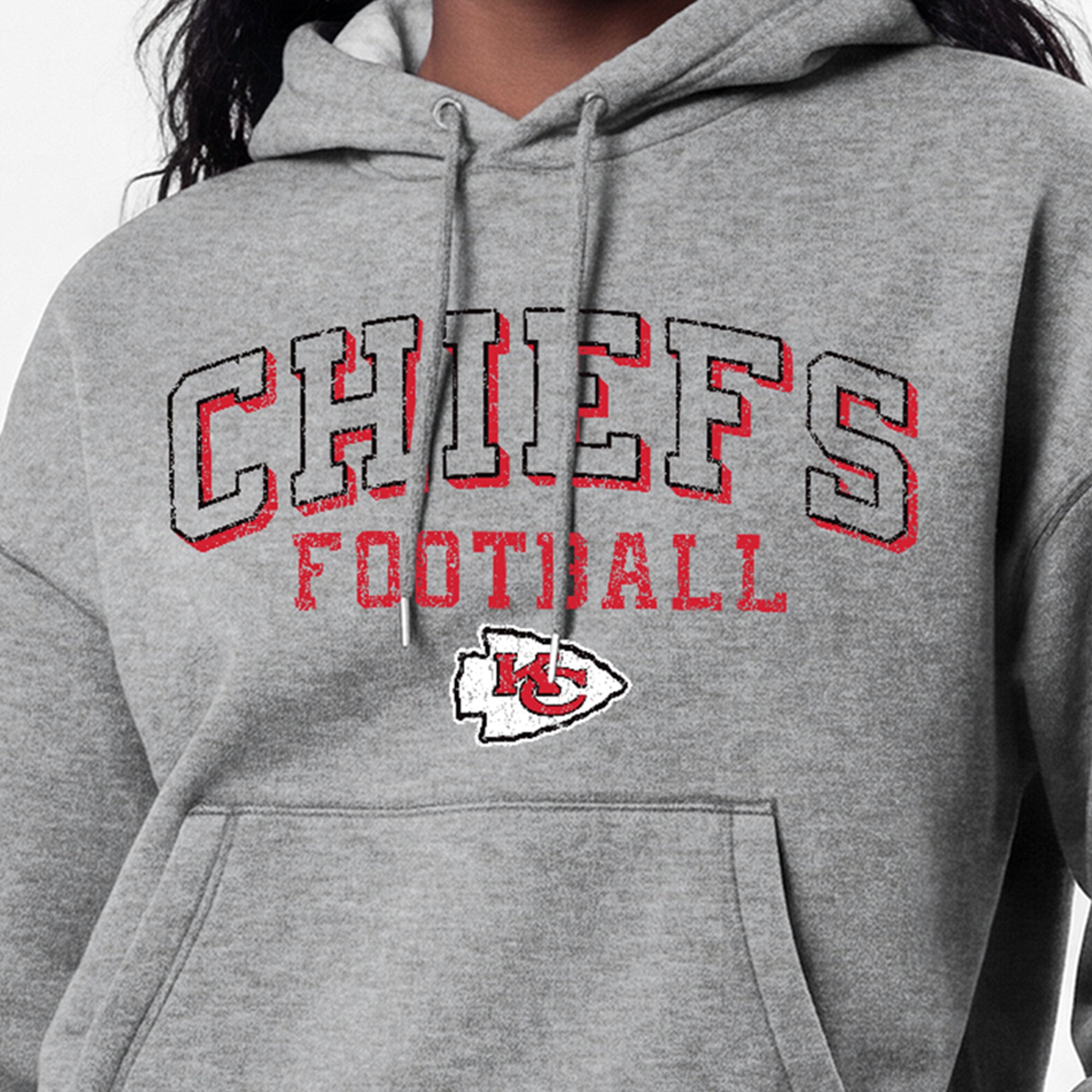 Sweat à capuche Champion Tri-Blend gris pour femme, Kansas City Chiefs Triumph