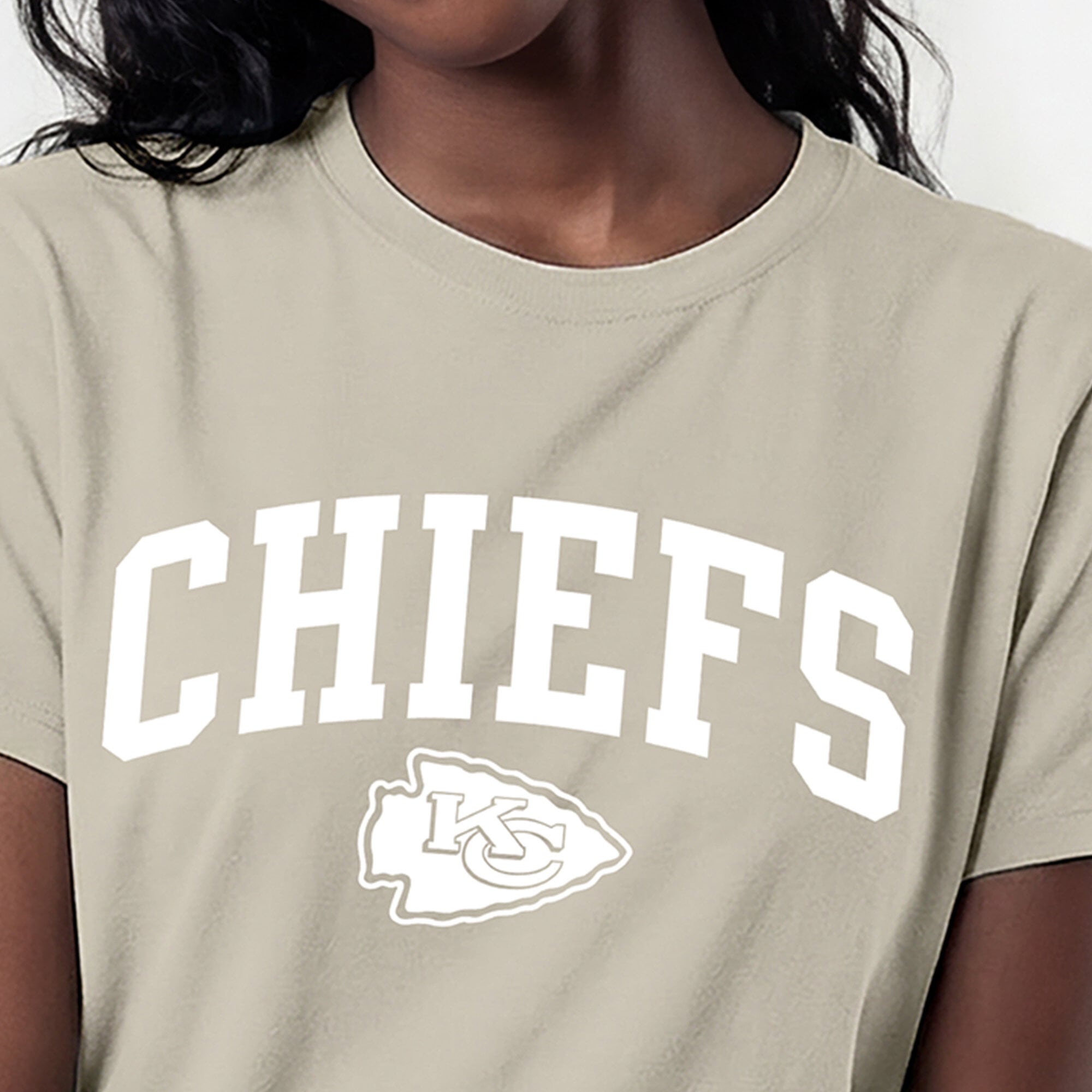 T-shirt Champion pour femmes, marron clair, Kansas City Chiefs, beurre de cacao