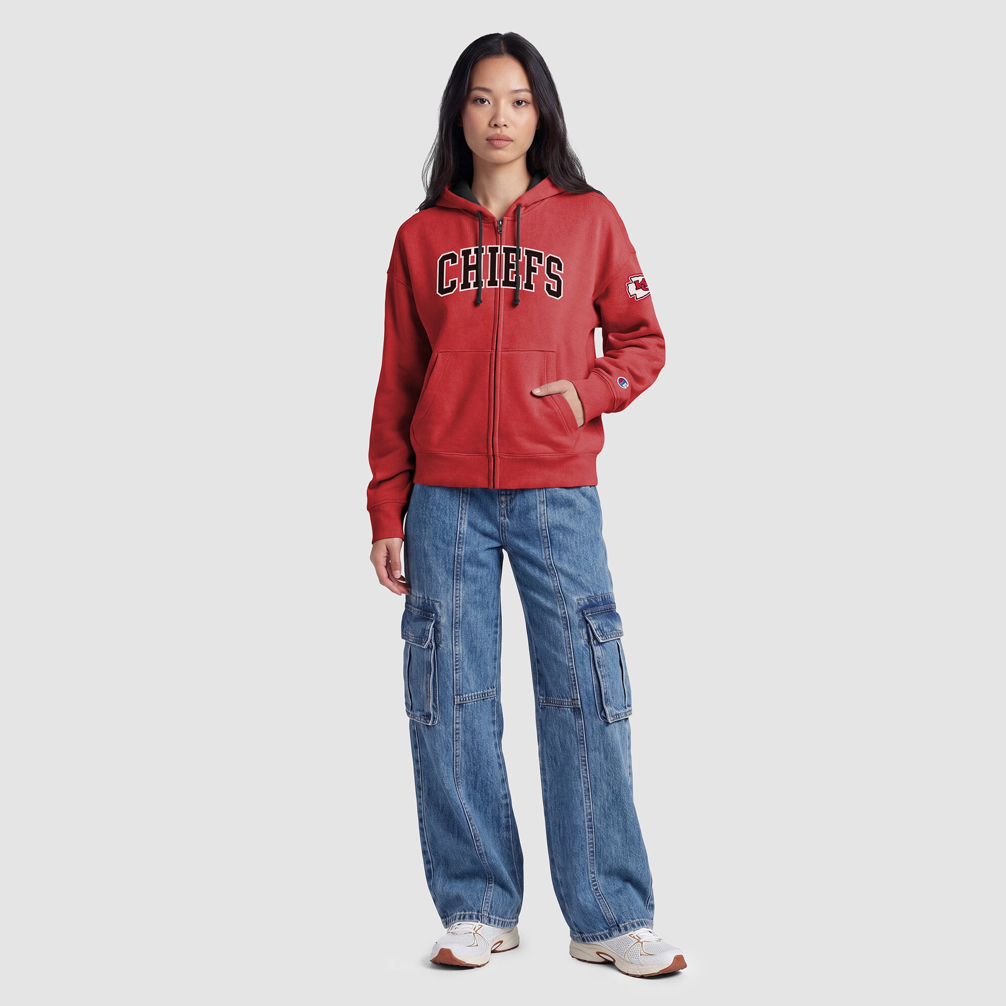 Sweat à capuche zippé Champion rouge Kansas City Chiefs pour femme