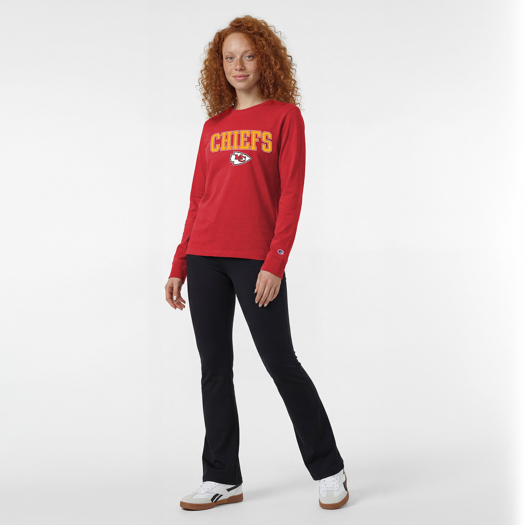 Women's Champion Red Kansas City Chiefs Core Logo Long Sleeve T-Shirt