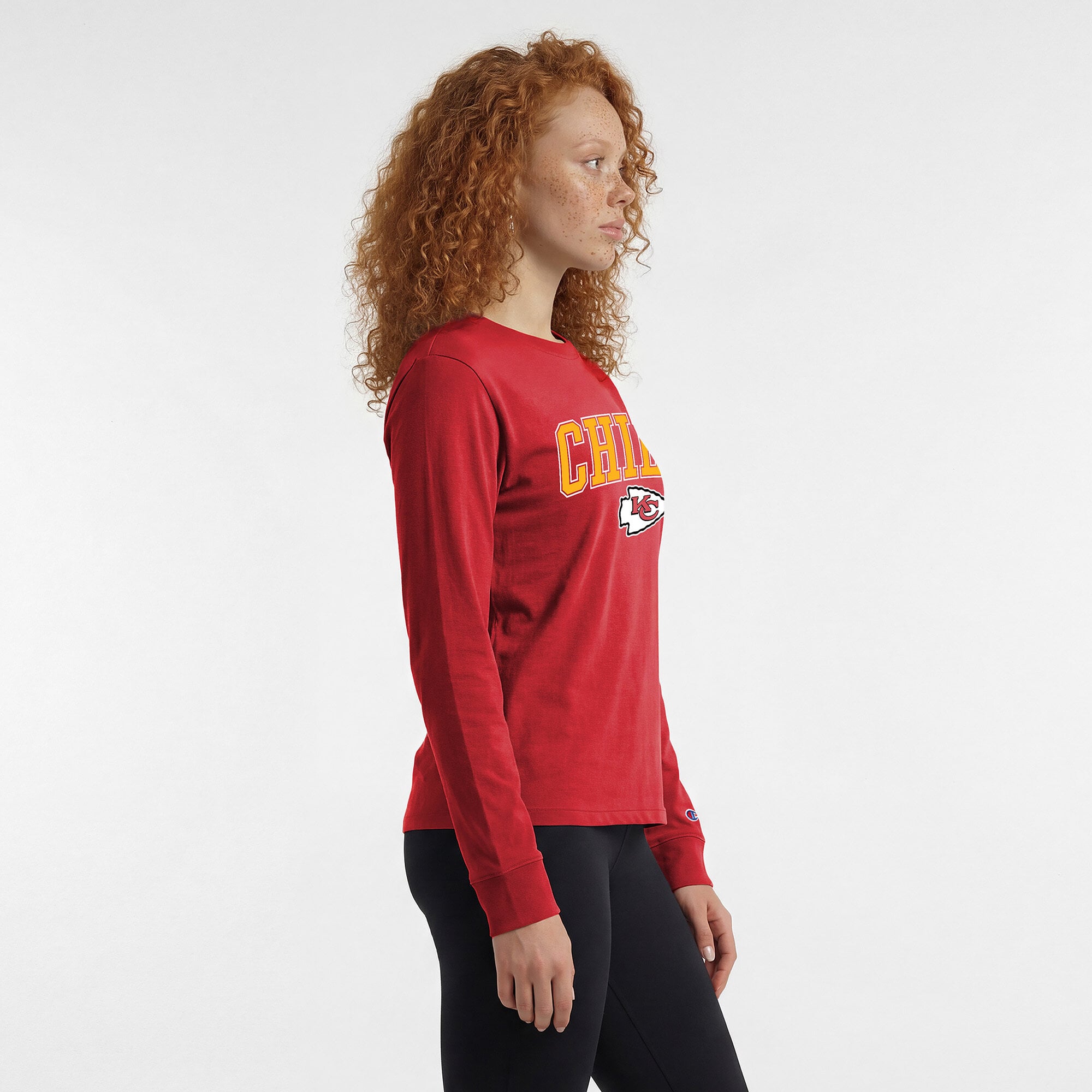 Women's Champion Red Kansas City Chiefs Core Logo Long Sleeve T-Shirt