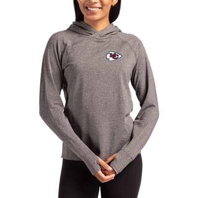 Kansas City Chiefs Cutter & Buck Women's Primary Logo Adapt Knit Recycled Raglan Pullover Hoodie - Heather Charcoal