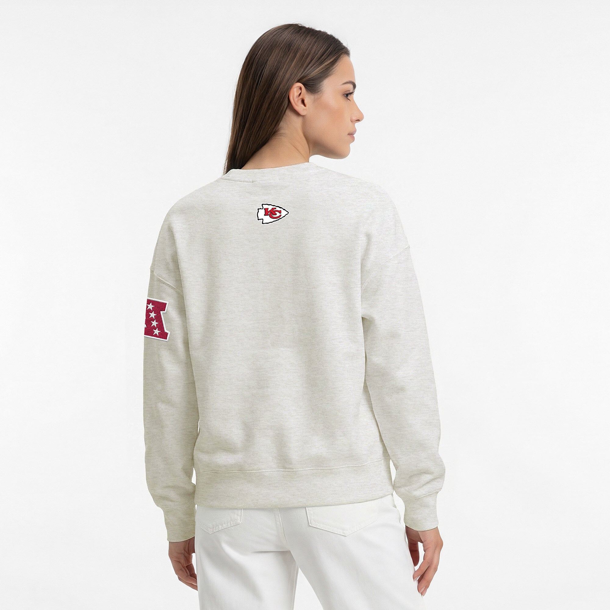 Sweat-shirt polaire Disney x Champion pour femme, couleur avoine, Kansas City Chiefs All-Star