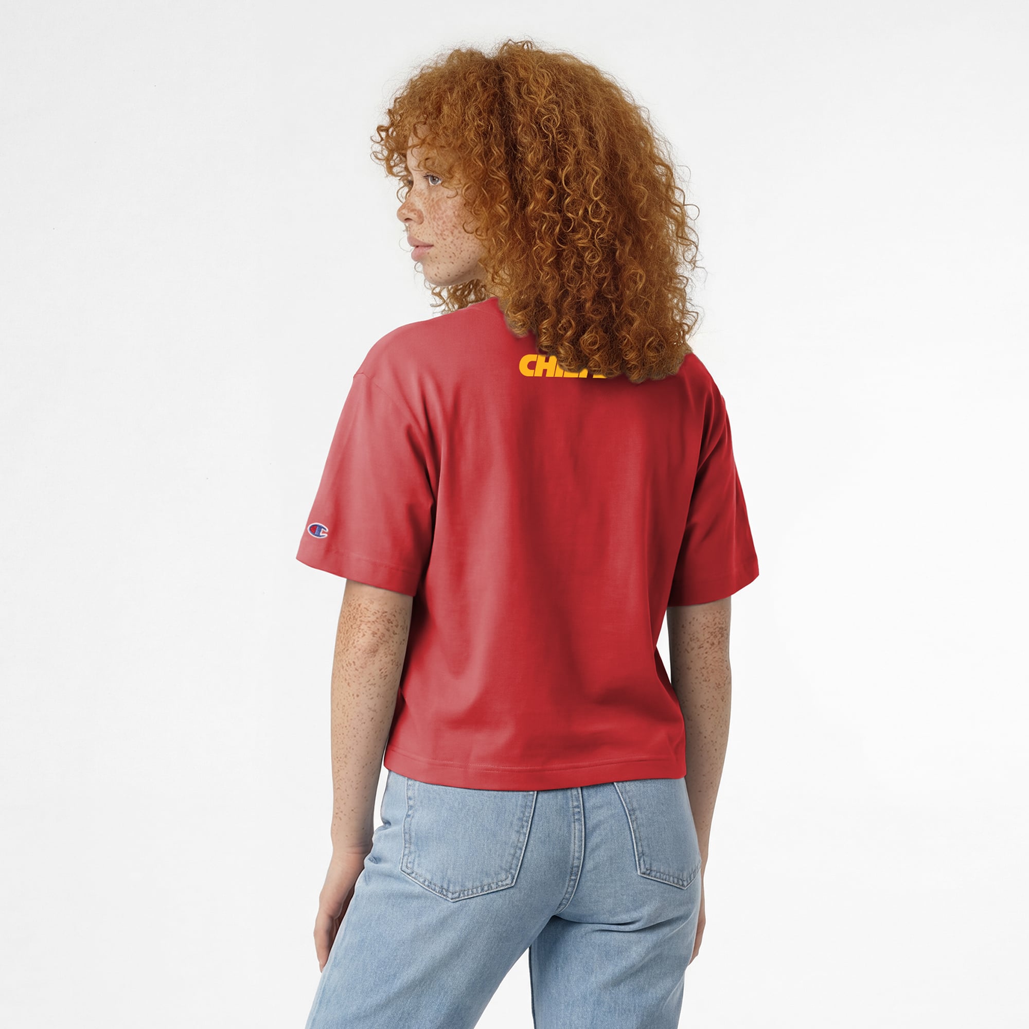 T-shirt All-Star Disney x Champion rouge Kansas City Chiefs Big Bad Wolf pour femmes