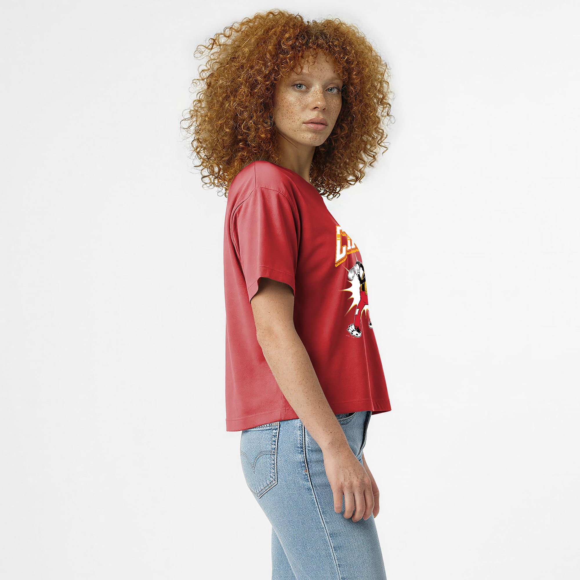 T-shirt All-Star Disney x Champion rouge Kansas City Chiefs Big Bad Wolf pour femmes