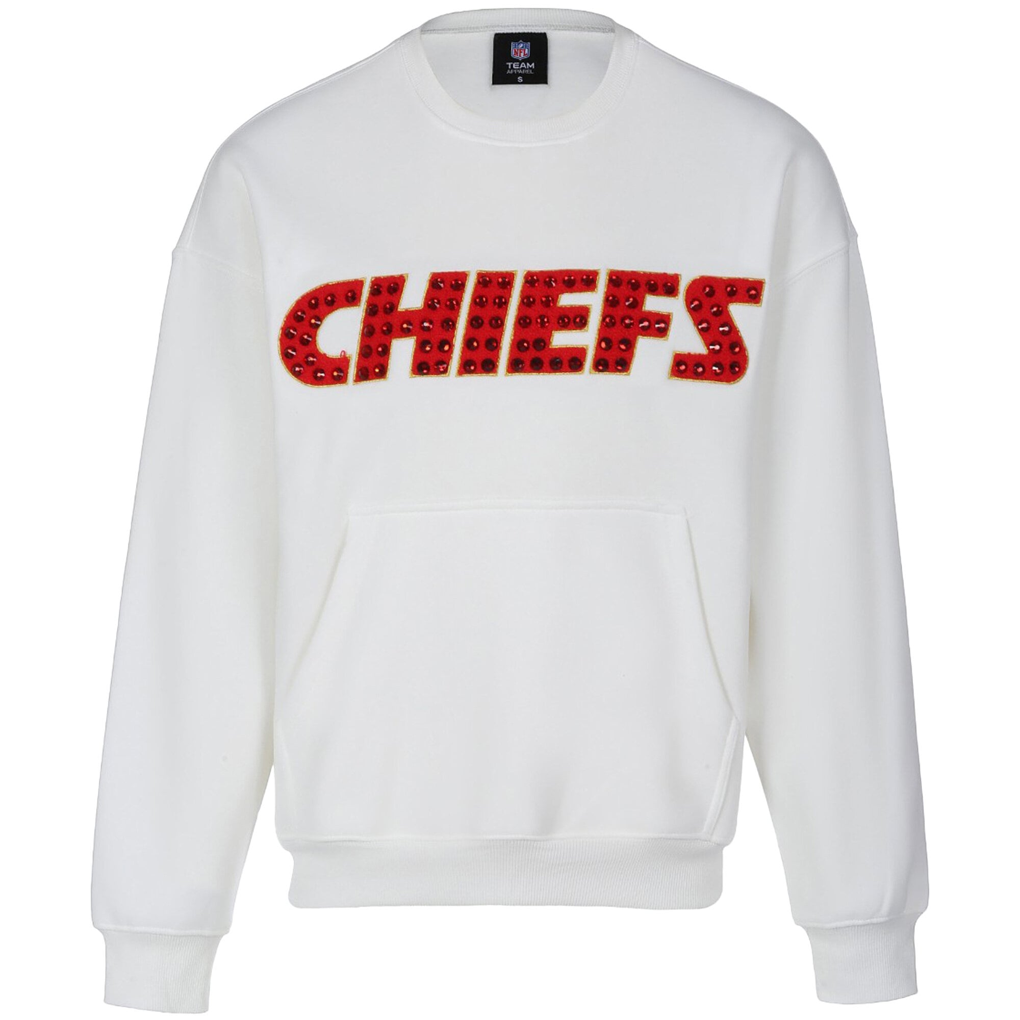 Sweat-shirt à bijoux en chenille FABGATING pour femmes par Cuce White Kansas City Chiefs