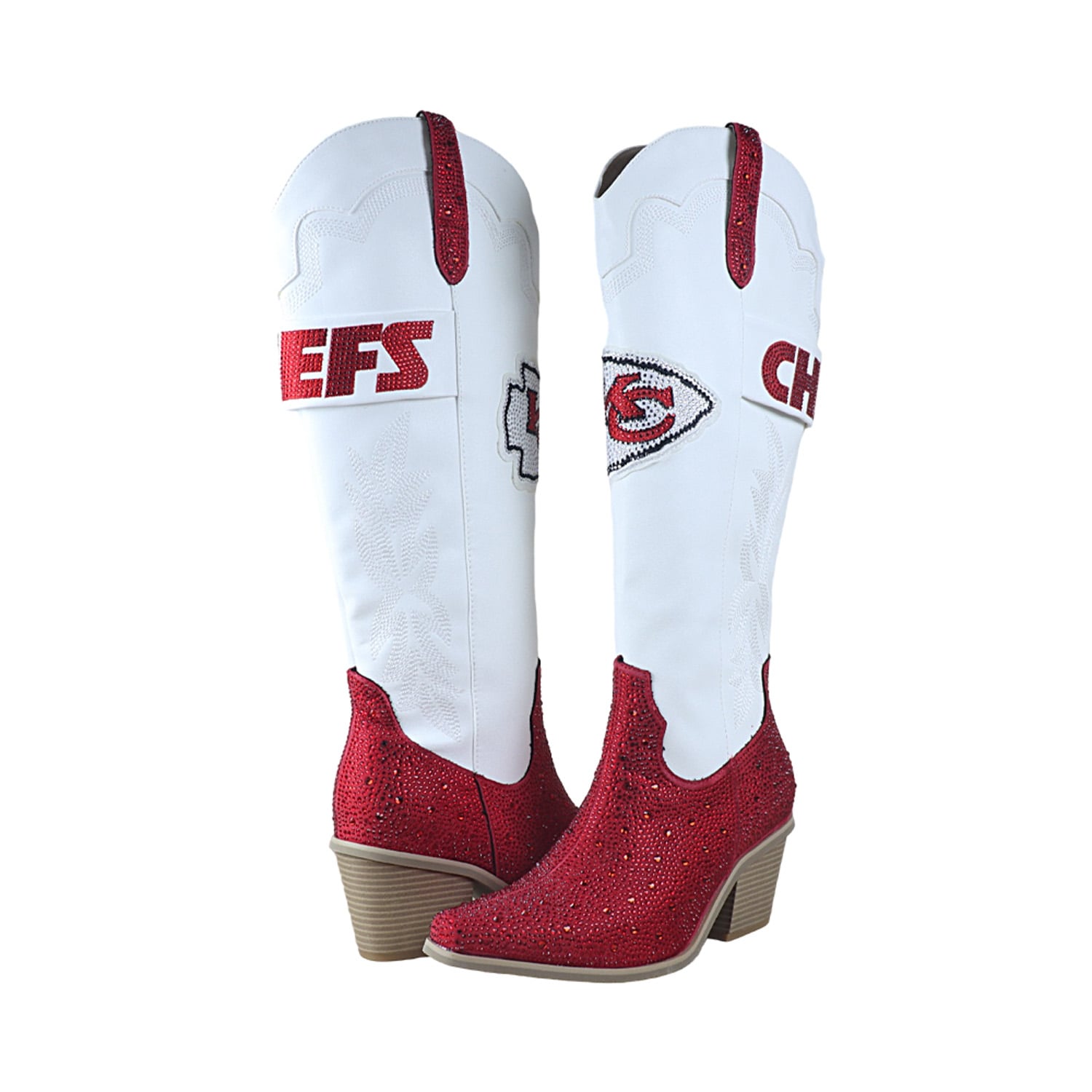 Bottes de cowboy blanches FABGATING by Cuce White Kansas City Chiefs Crystal pour femmes
