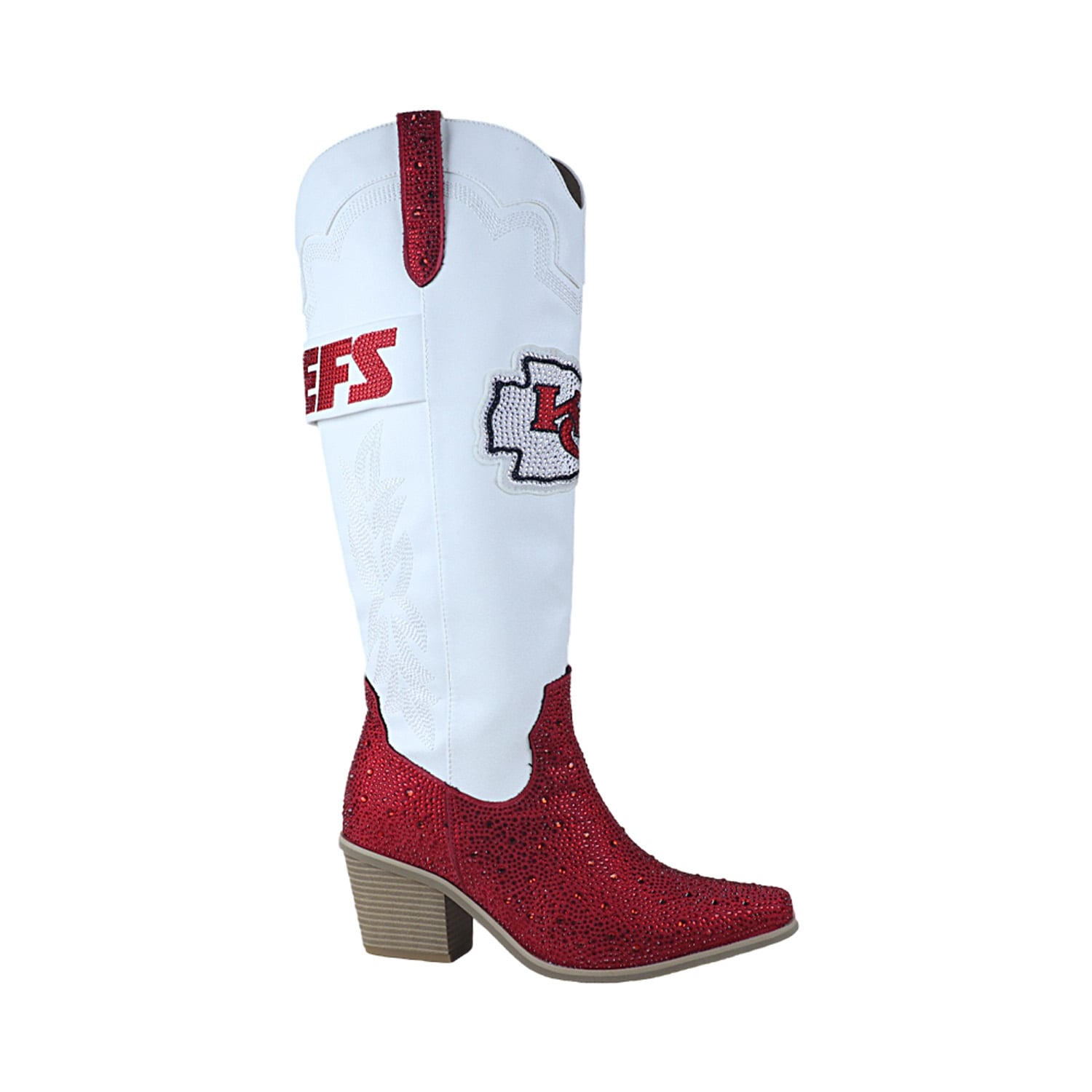 Bottes de cowboy blanches FABGATING by Cuce White Kansas City Chiefs Crystal pour femmes