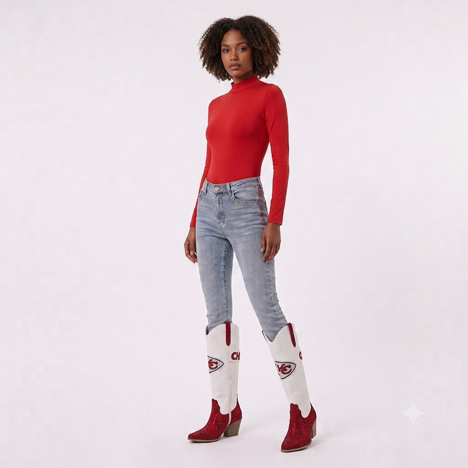 Bottes de cowboy blanches FABGATING by Cuce White Kansas City Chiefs Crystal pour femmes