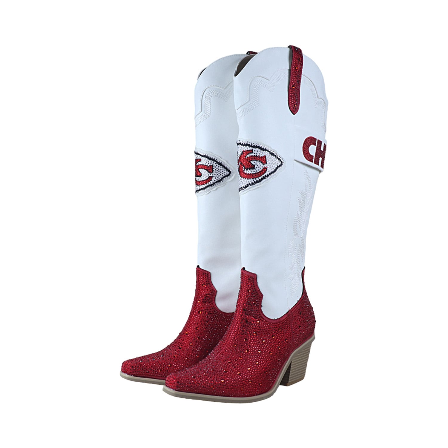 Bottes de cowboy blanches FABGATING by Cuce White Kansas City Chiefs Crystal pour femmes