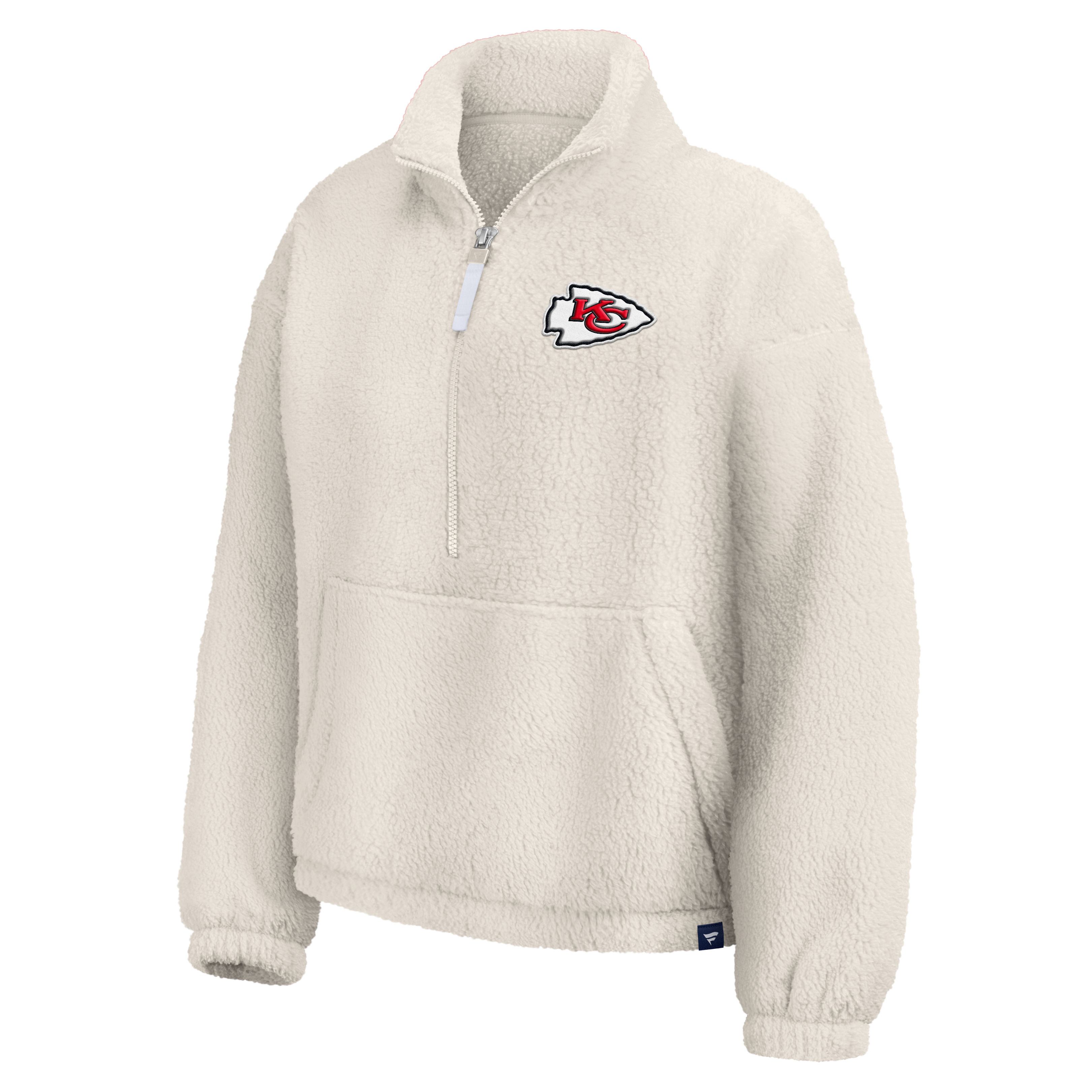 Pull à demi-zip oversize en sherpa crème Kansas City Chiefs pour femme (Fanatics)