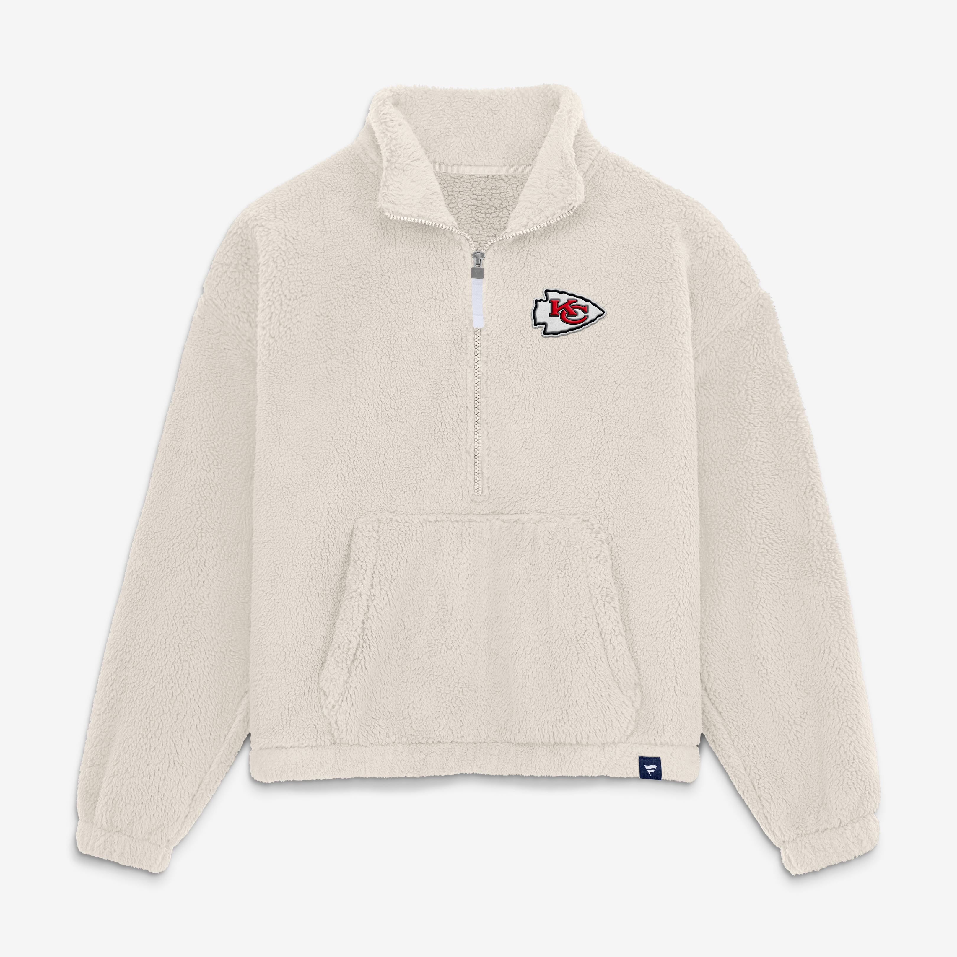 Pull à demi-zip oversize en sherpa crème Kansas City Chiefs pour femme (Fanatics)