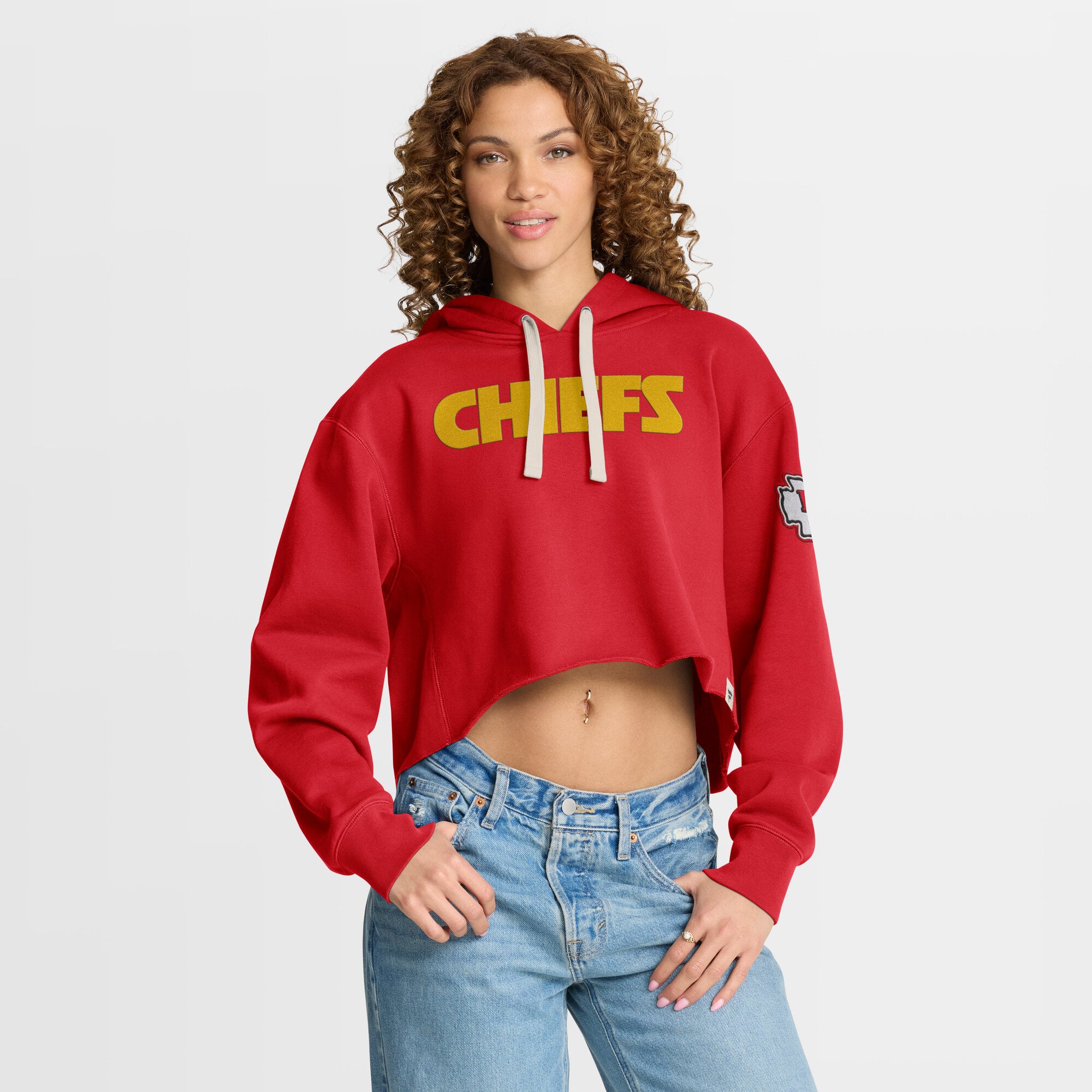 Sweat à capuche court oversize Heritage rouge Kansas City Chiefs pour femme (Fanatics)
