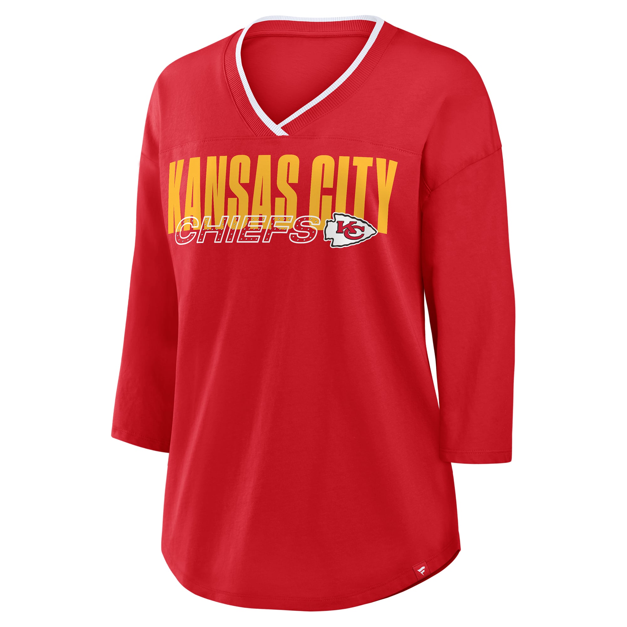 Women's Fanatics Red Kansas City Chiefs Plus Deceptive Juke 3/4-Sleeve V-Neck T-Shirt