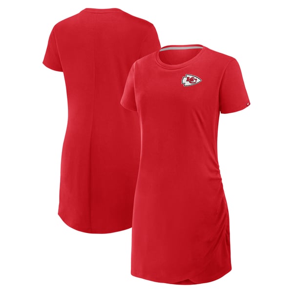 kansas city chiefs jersey dress Women's Fanatics Red Ruched Drape T-Shirt Rayane Bacha Eveningwear