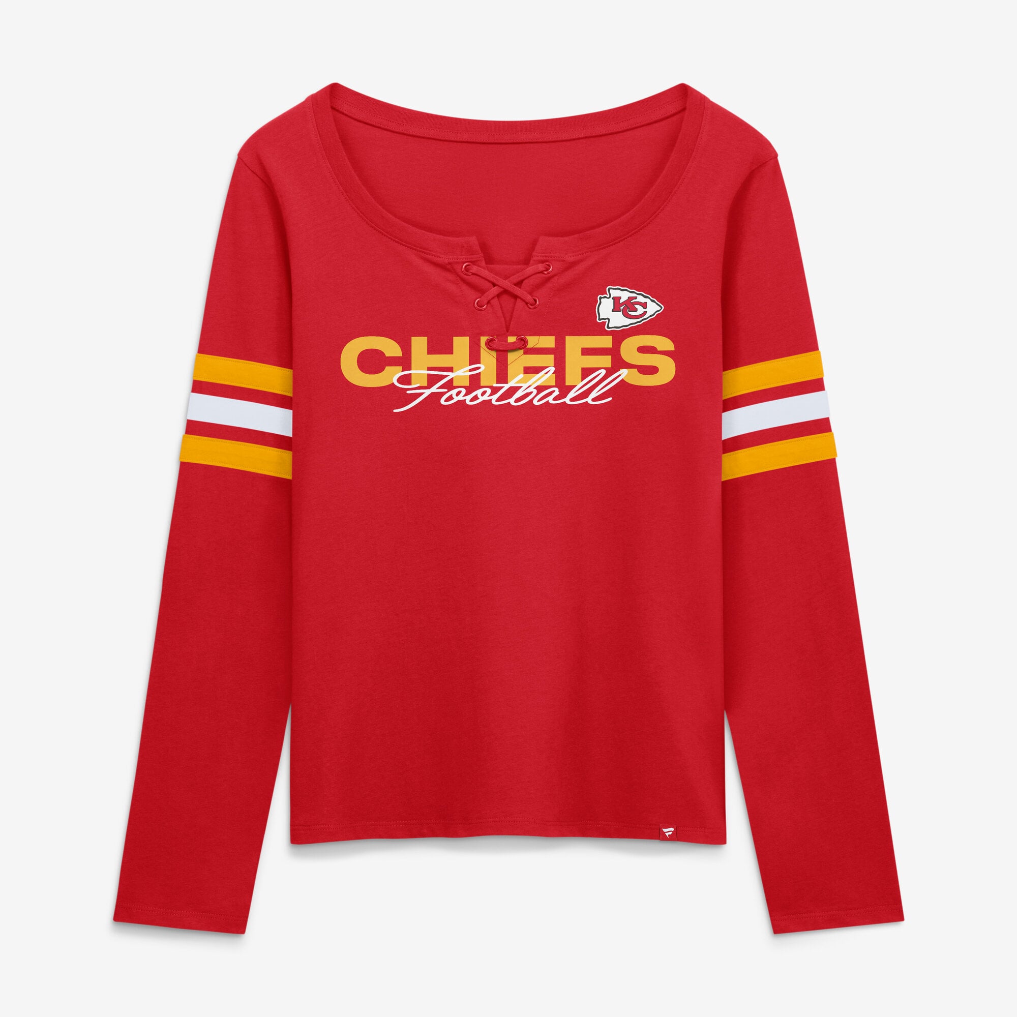 T-shirt à manches longues lacets Fanatics Red Kansas City Chiefs pour femmes