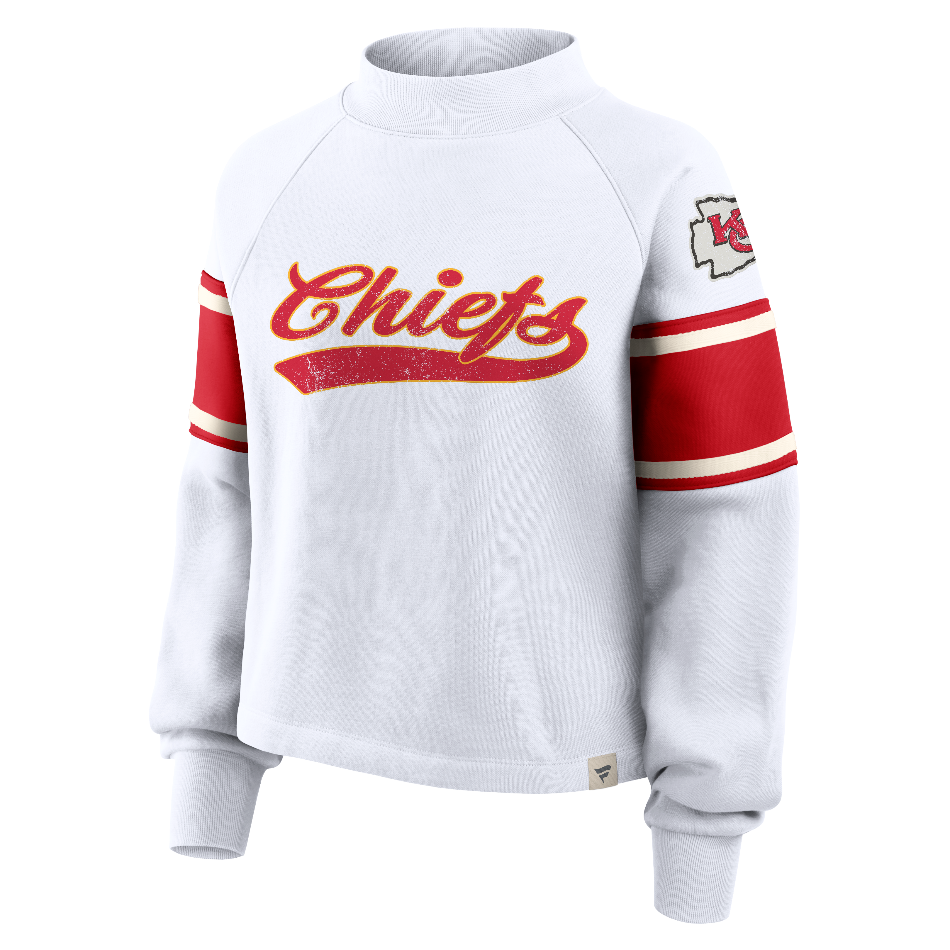 Women's Fanatics  White Kansas City Chiefs Oversized Toss Sweep Raglan Sweatshirt