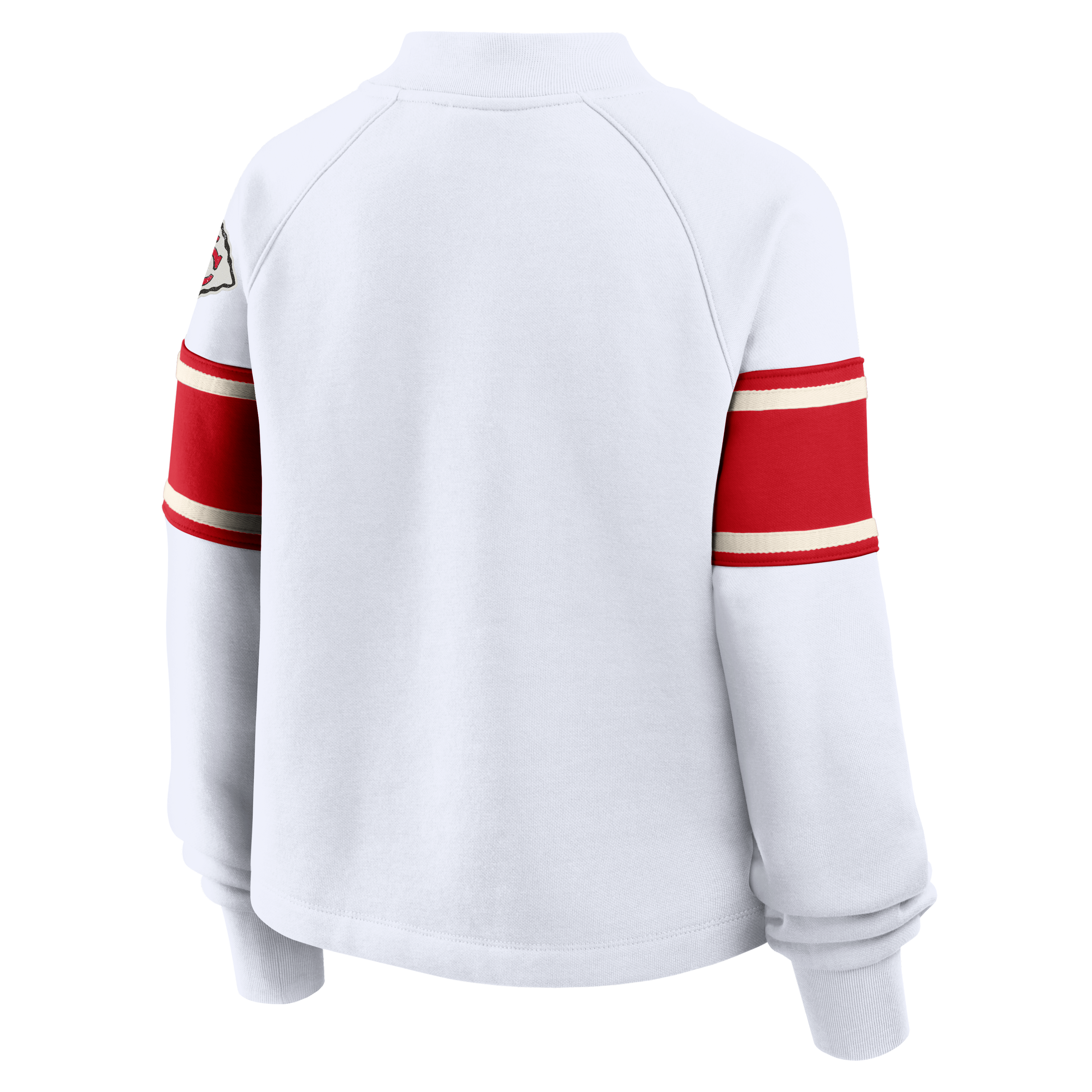 Women's Fanatics  White Kansas City Chiefs Oversized Toss Sweep Raglan Sweatshirt