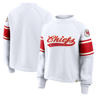 Kansas City Chiefs Fanatics Women's Oversized Toss Sweep Raglan Sweatshirt - White