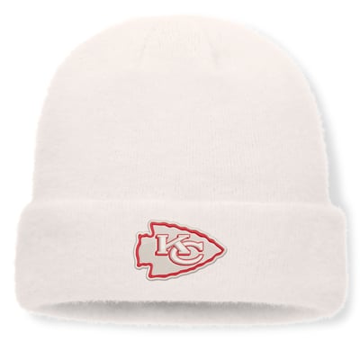 Kansas City Chiefs Fanatics Women's Puff Fuzzy Fleece Cuffed Knit Hat - White