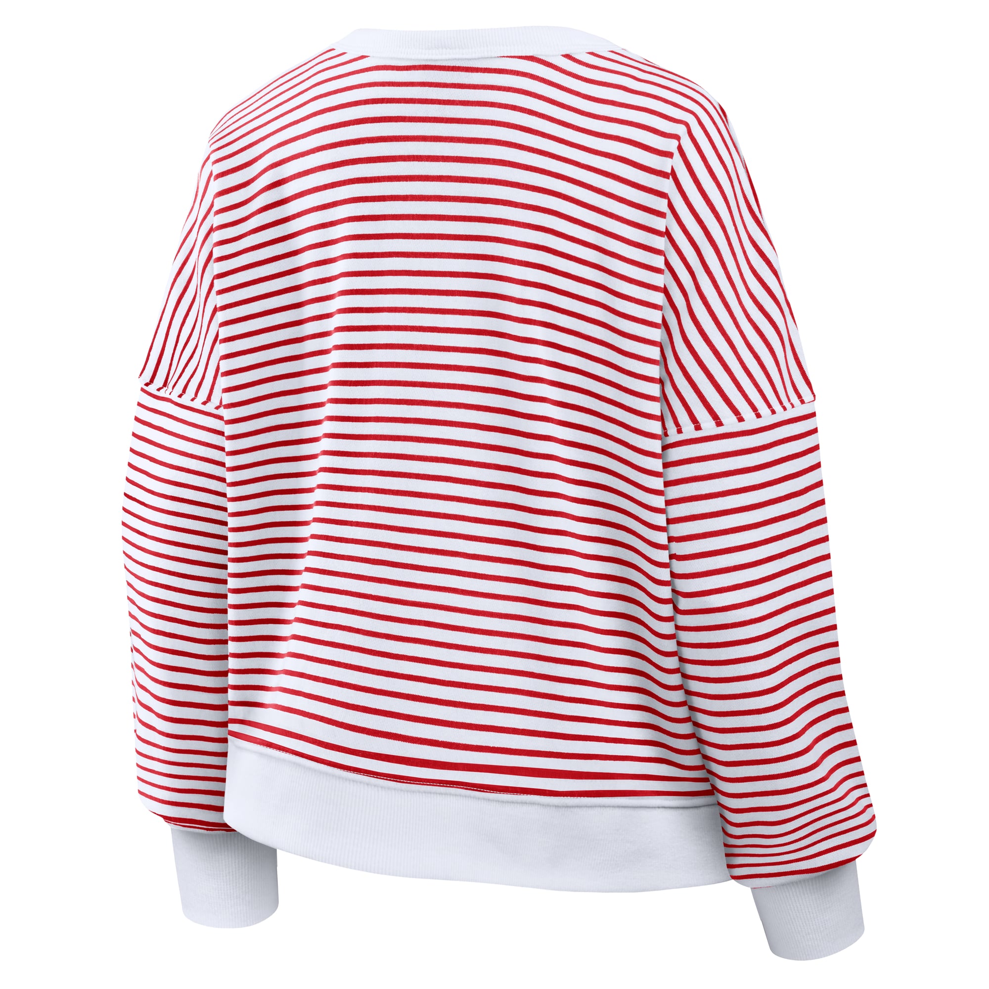 Women's Fanatics White/Red Kansas City Chiefs Striped Oversized French Terry Sweatshirt