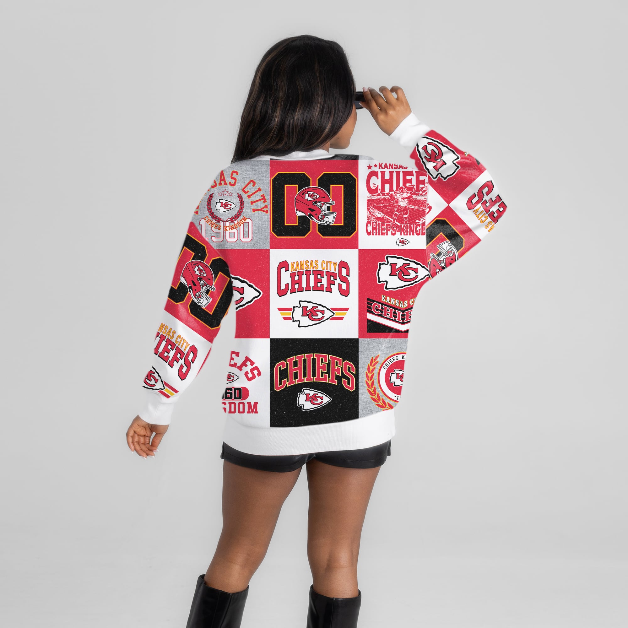 Women's Gameday Couture White Kansas City Chiefs Highlight Reel Repeat Premium Fleece Sweatshirt