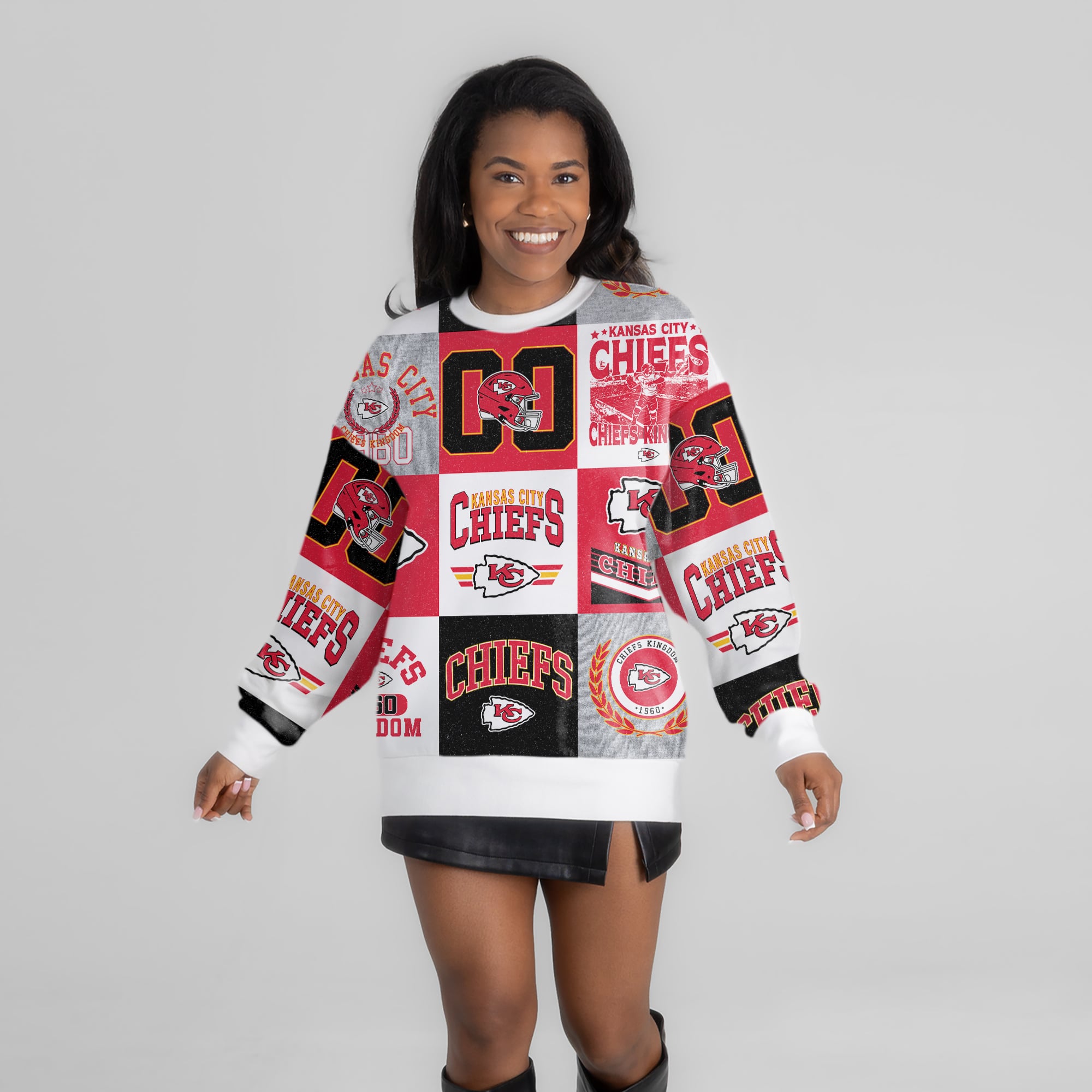 Women's Gameday Couture White Kansas City Chiefs Highlight Reel Repeat Premium Fleece Sweatshirt