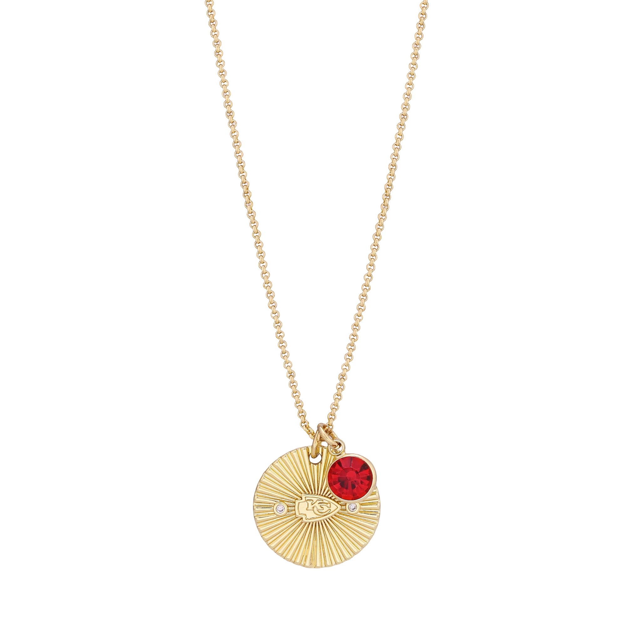 Collier pour femme LUV AJ Gold Kansas City Chiefs avec pendentif spirale et pierre