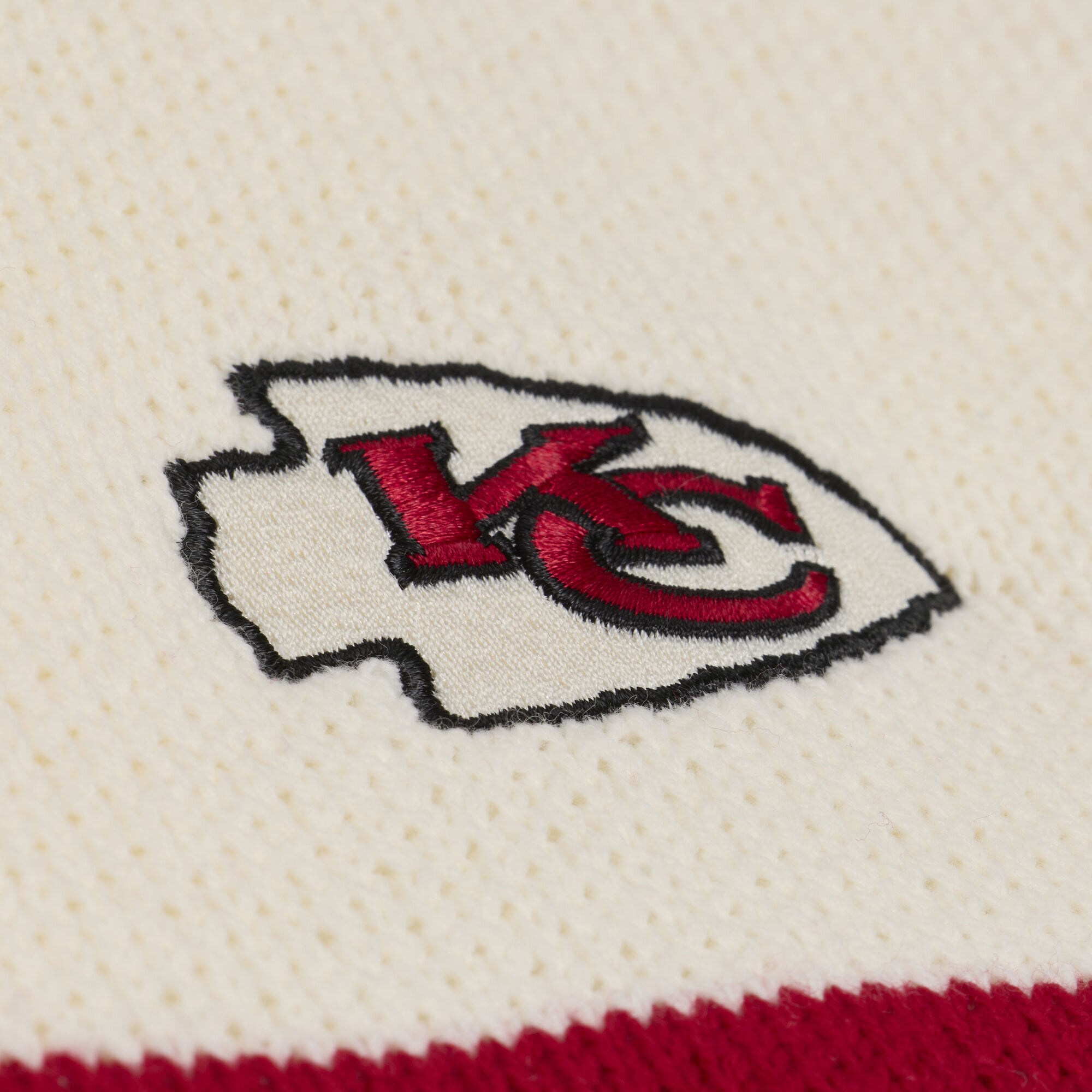 Women's Mitchell & Ness Cream/Red Kansas City Chiefs Retro Roots V-Neck Sweater